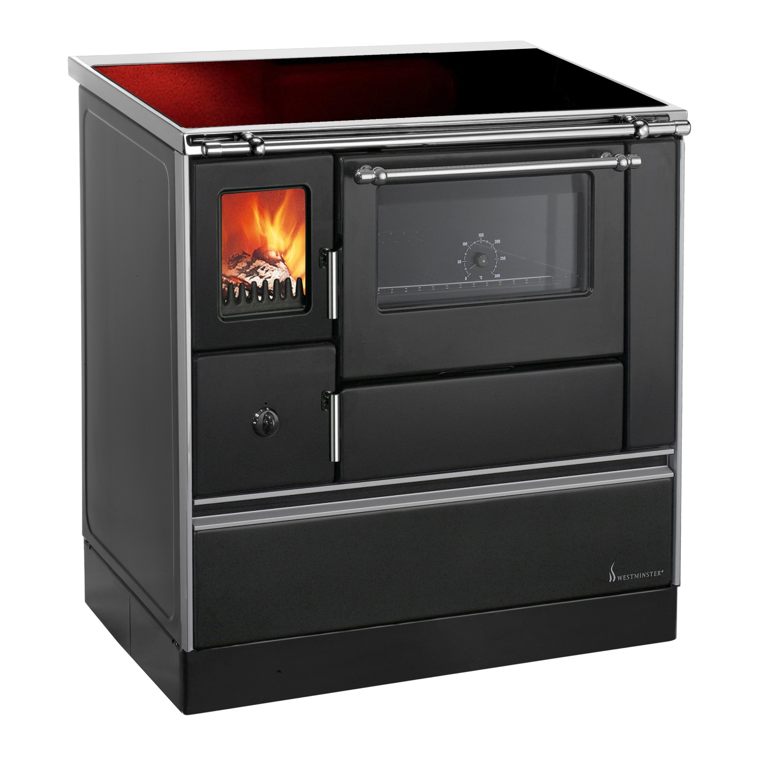 Westminster Holzherd K 76F-90 Ceranfeld schwarz Rauchrohranschluss links