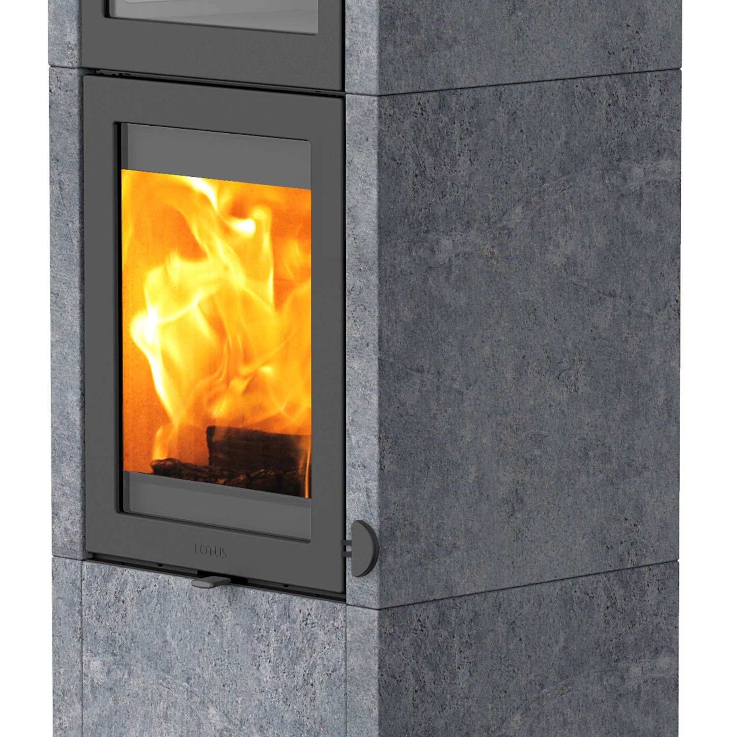 Lotus QM40 Kaminofen Speckstein / Tür Grau mit Backfach, Rauchabgang oben Lotus QM40 Kaminofen Speckstein / Tür Grau mit Backfach, Rauchabgang oben