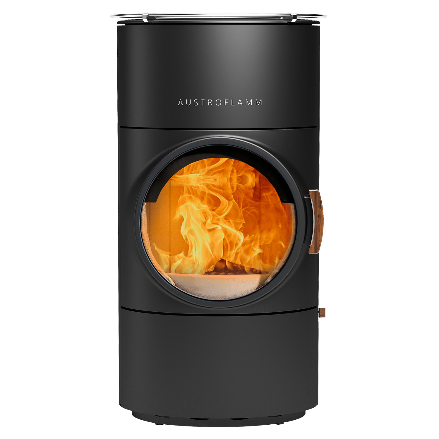 Austroflamm Clou compact Cook Kaminofen Stahl gussgrau, RR hinten + 1 m³ Kaminholz gratis