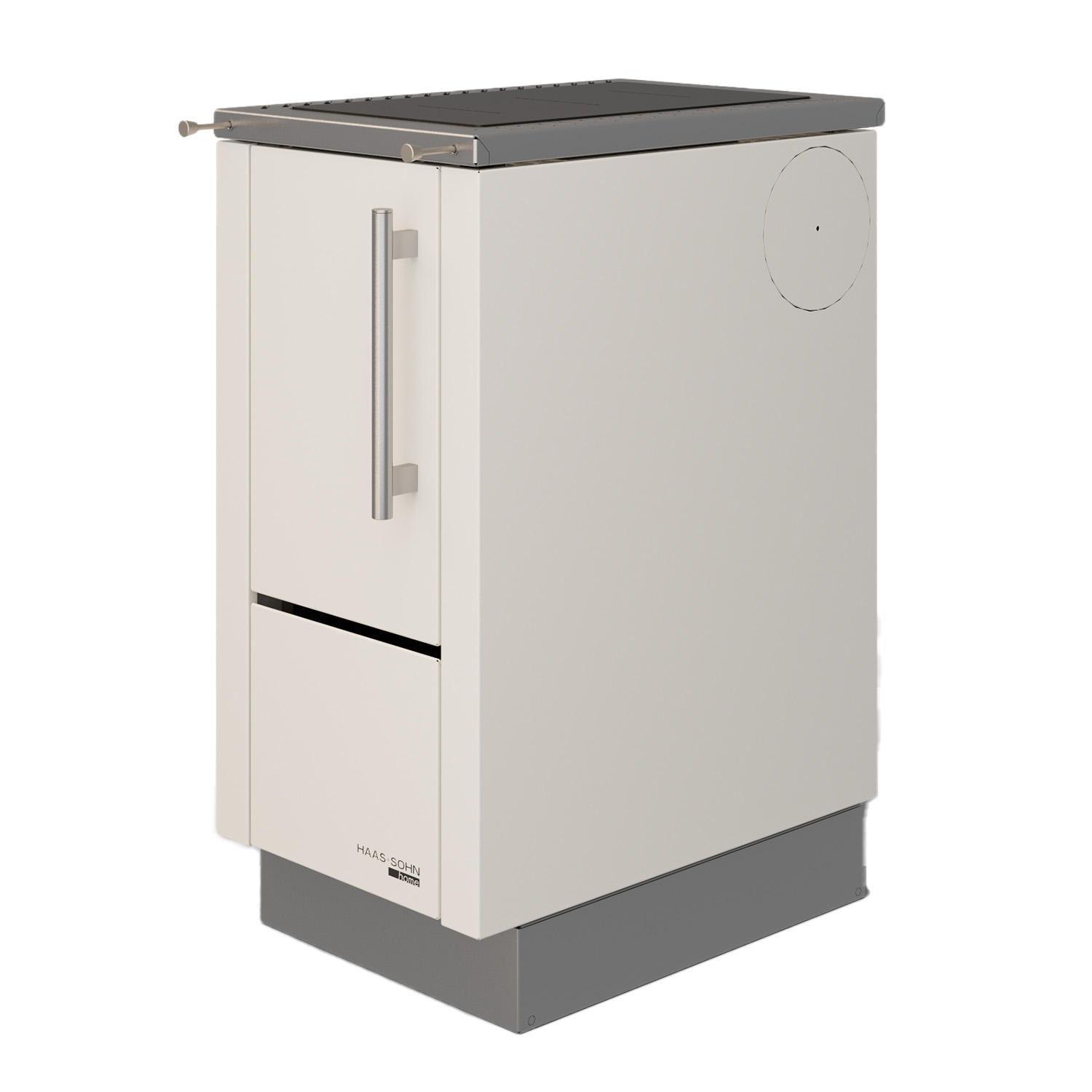 Haas+Sohn HS 40 ohne Sichtfenster Küchenofen weiß Herdrahmen Edelstahl Stahlkochplatte