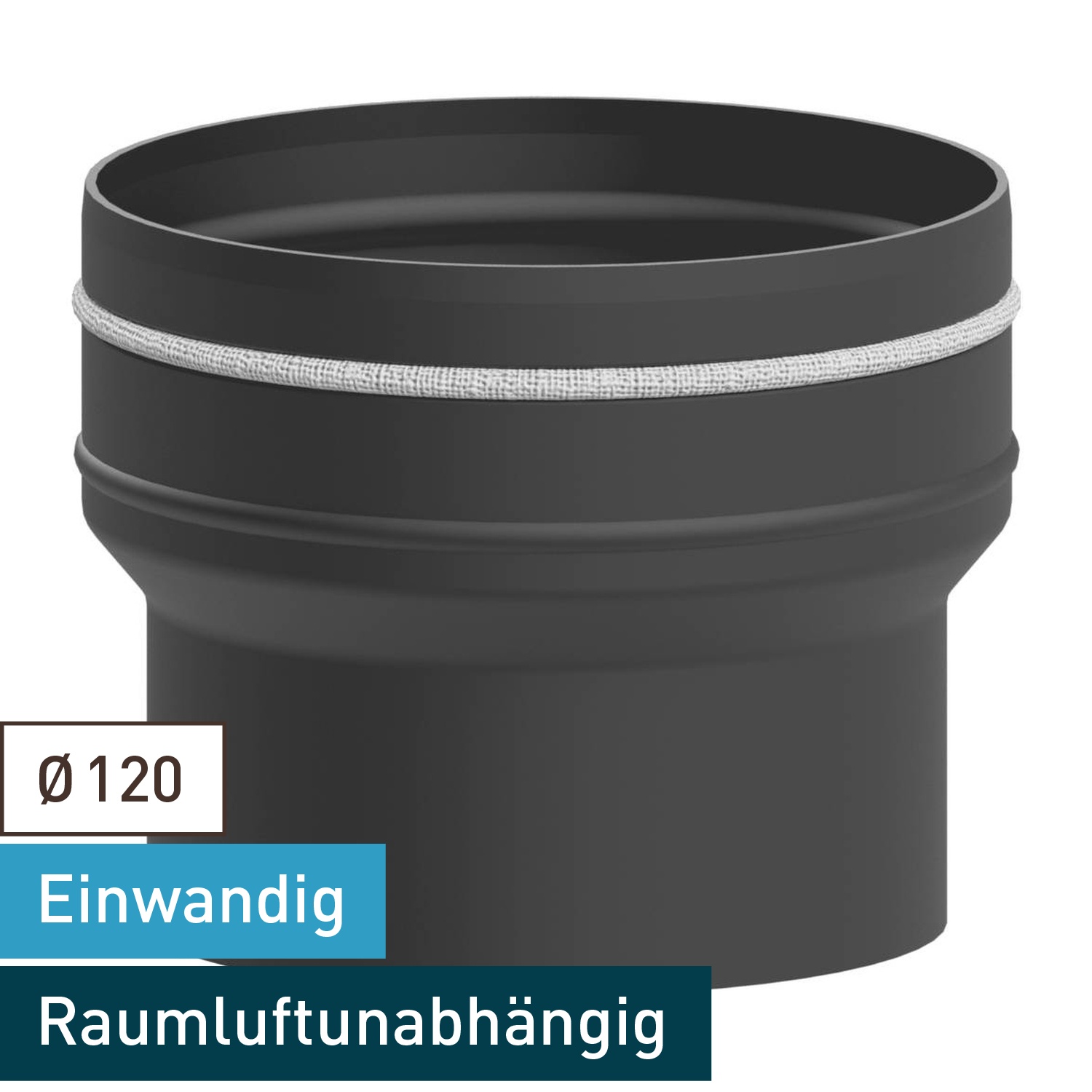 Raik Lifestyle Erweiterung Durchmesser 120w/Durchmesser 150e 2,00mm l=145mm mit Dichtung grau für Rauchrohr/ Ofenrohr
