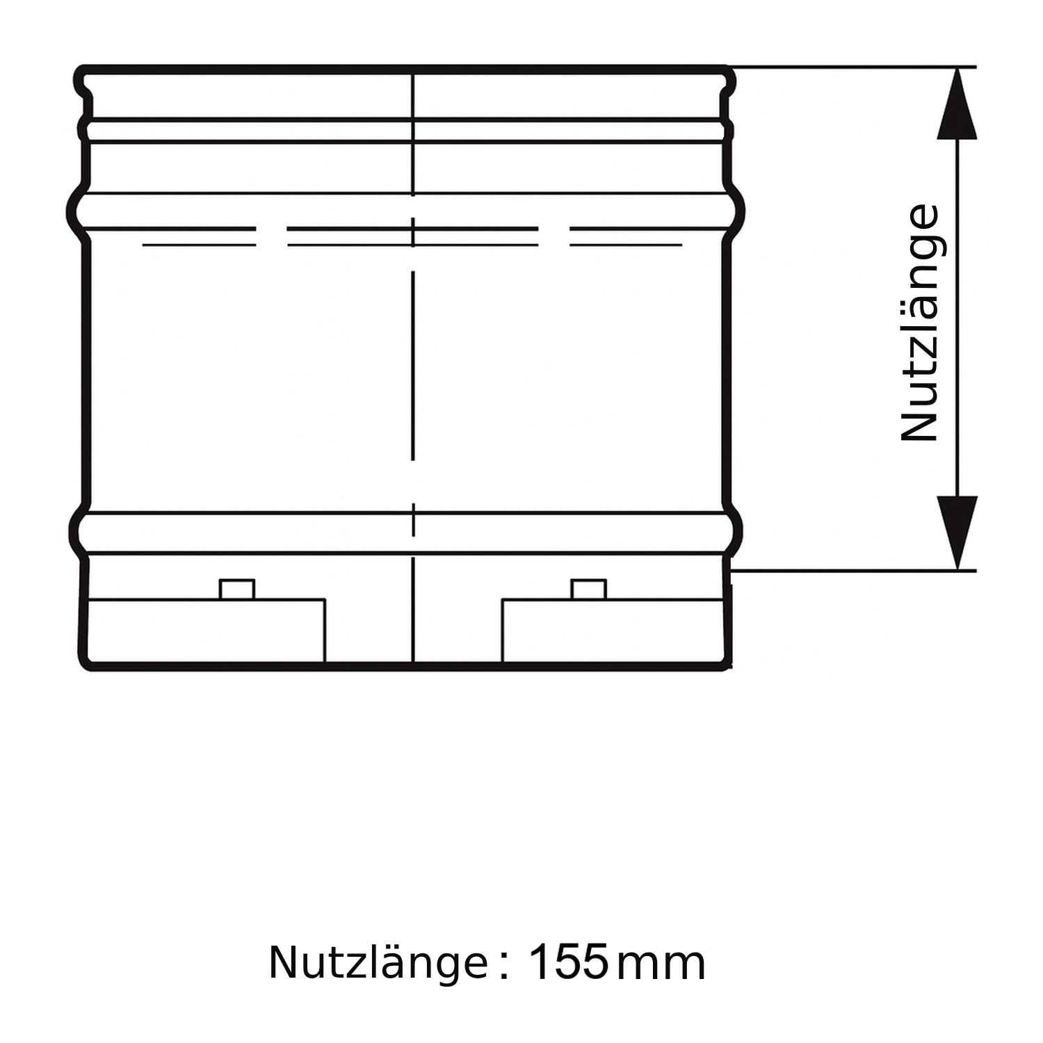 Schiedel ICS Rohrelement 200 mm ICS Ø130 doppelwandig glänzend