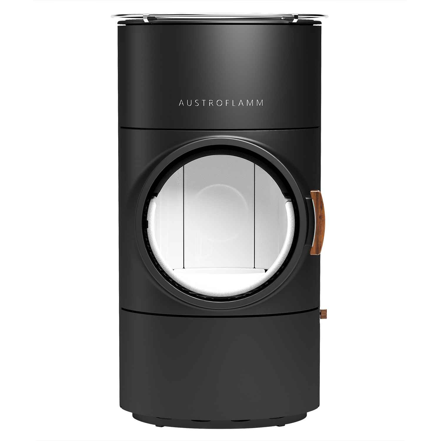 Austroflamm Clou compact Cook Kaminofen Stahl gussgrau, RR hinten + 1 m³ Kaminholz gratis