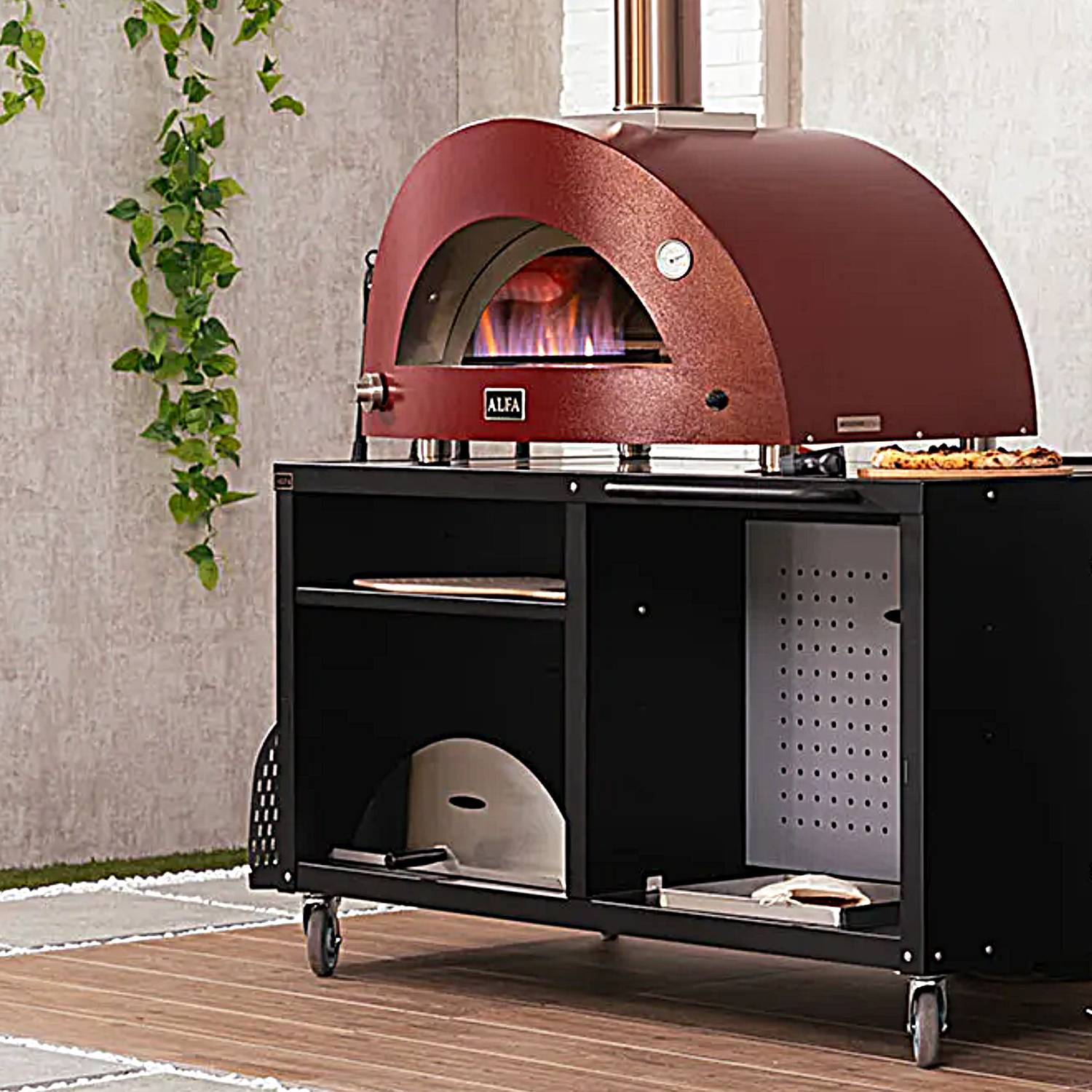 Alfa Cooking Station 160 schwarz/ Arbeitsplatte Edelstahl