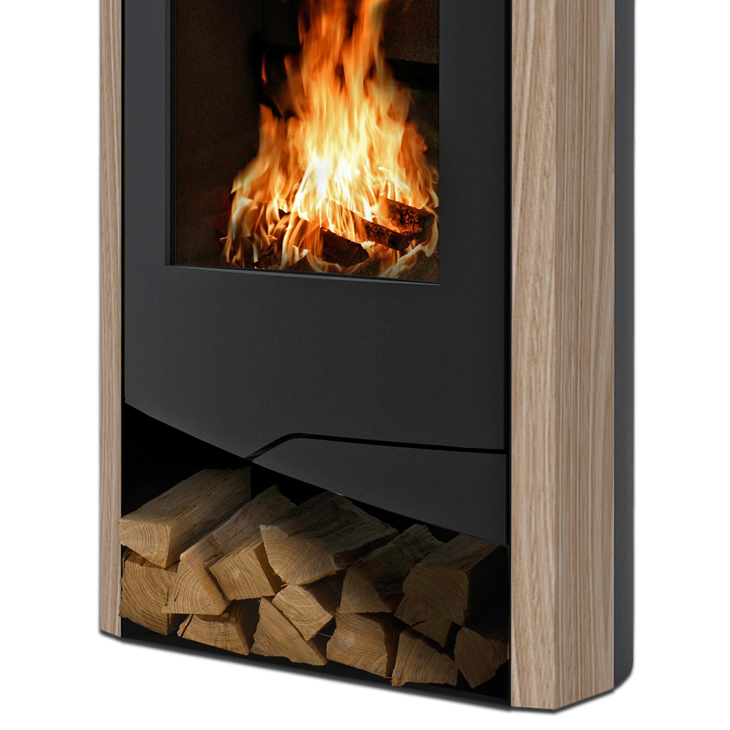 Wamsler N-Line Kaminofen Stahl schwarz/ Sandstein Rainbow