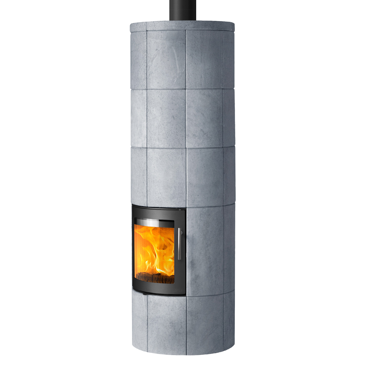 Lotus M3 Kaminofen Schwarz/ Speckstein, Rauchabgang oben