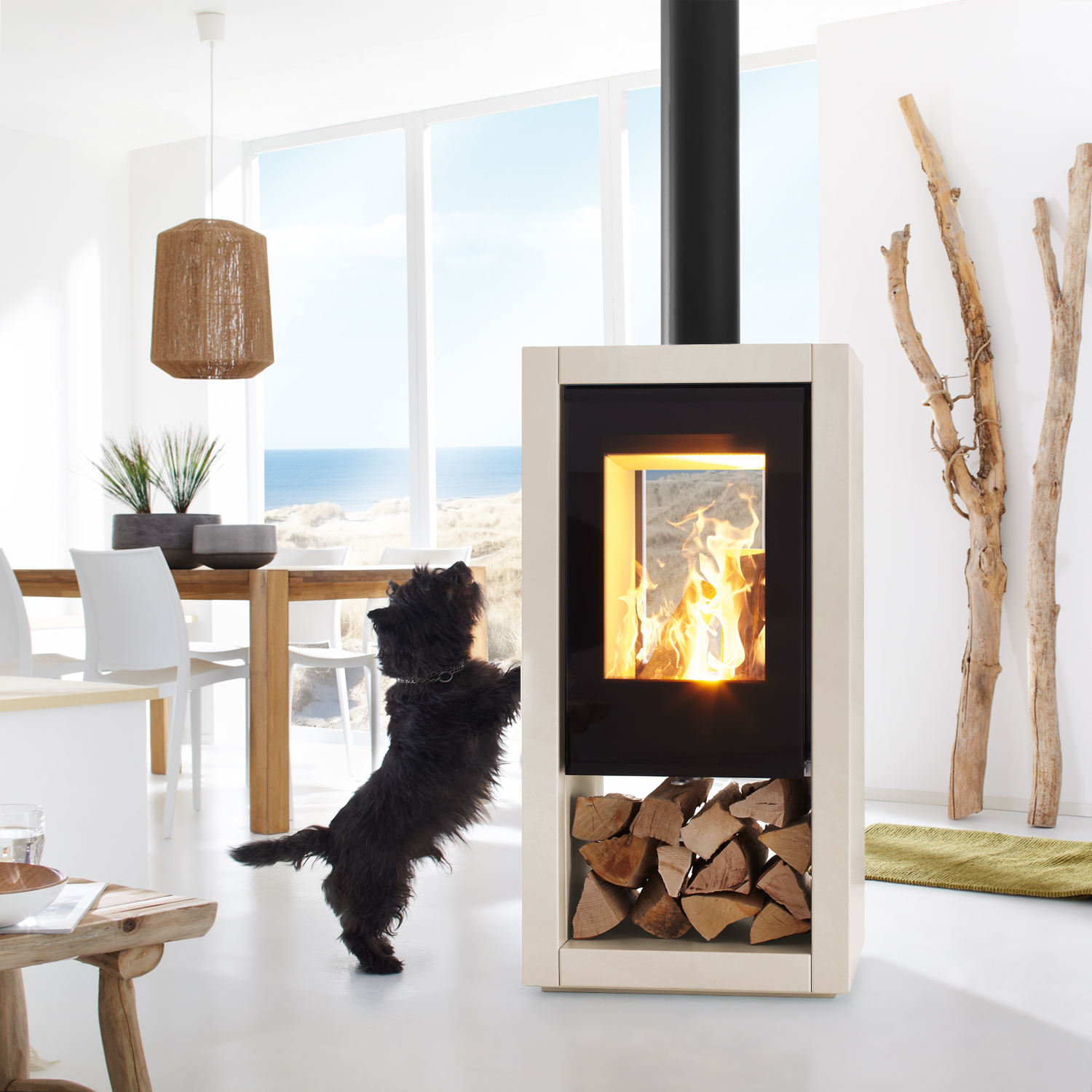 Spartherm Ambiente a8 Kaminofen Kalkstein Porto Blanco