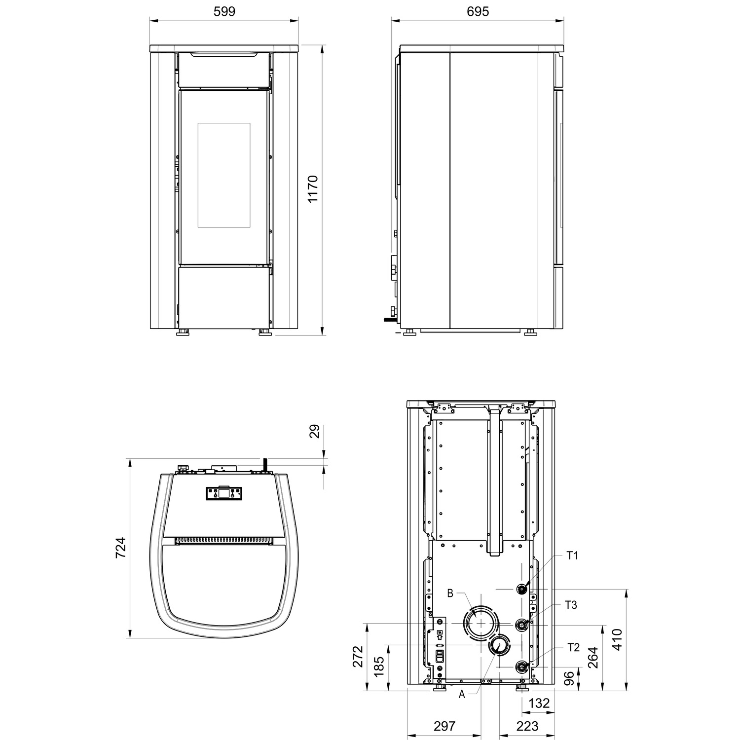 Extraflame Miriana Idro H16 wasserführender Pelletofen schwarz Evolution Line