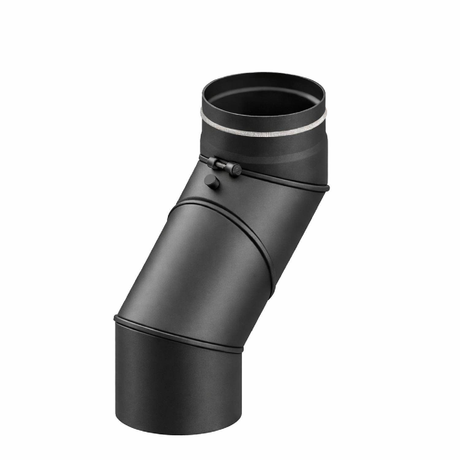 Raik Lifestyle Bogen Durchmesser 150/0°-135° 2,00mm eingezogen drehbar 4-tlg mit eingelegter Tür mit Dichtung grau für Rauchrohr/ Ofenrohr