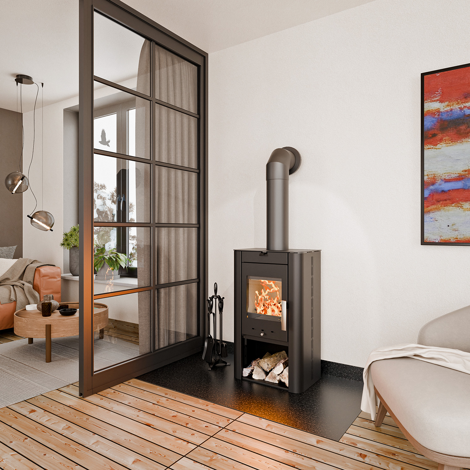 Haas+Sohn Prunus II Kaminofen perl-schwarz