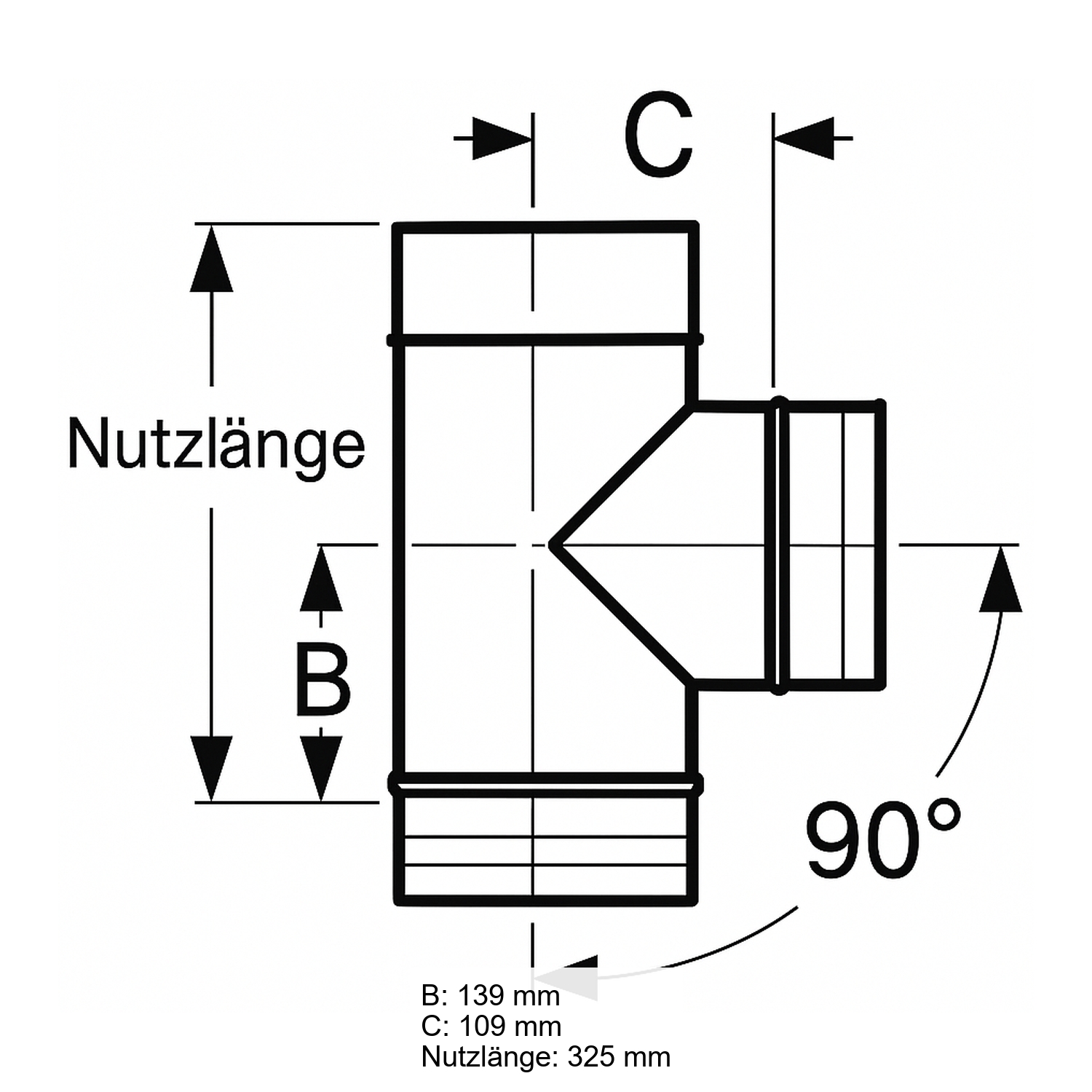Schiedel PRIMA PLUS Rauchrohranschluss 90° Ø150 mm einwandig matt