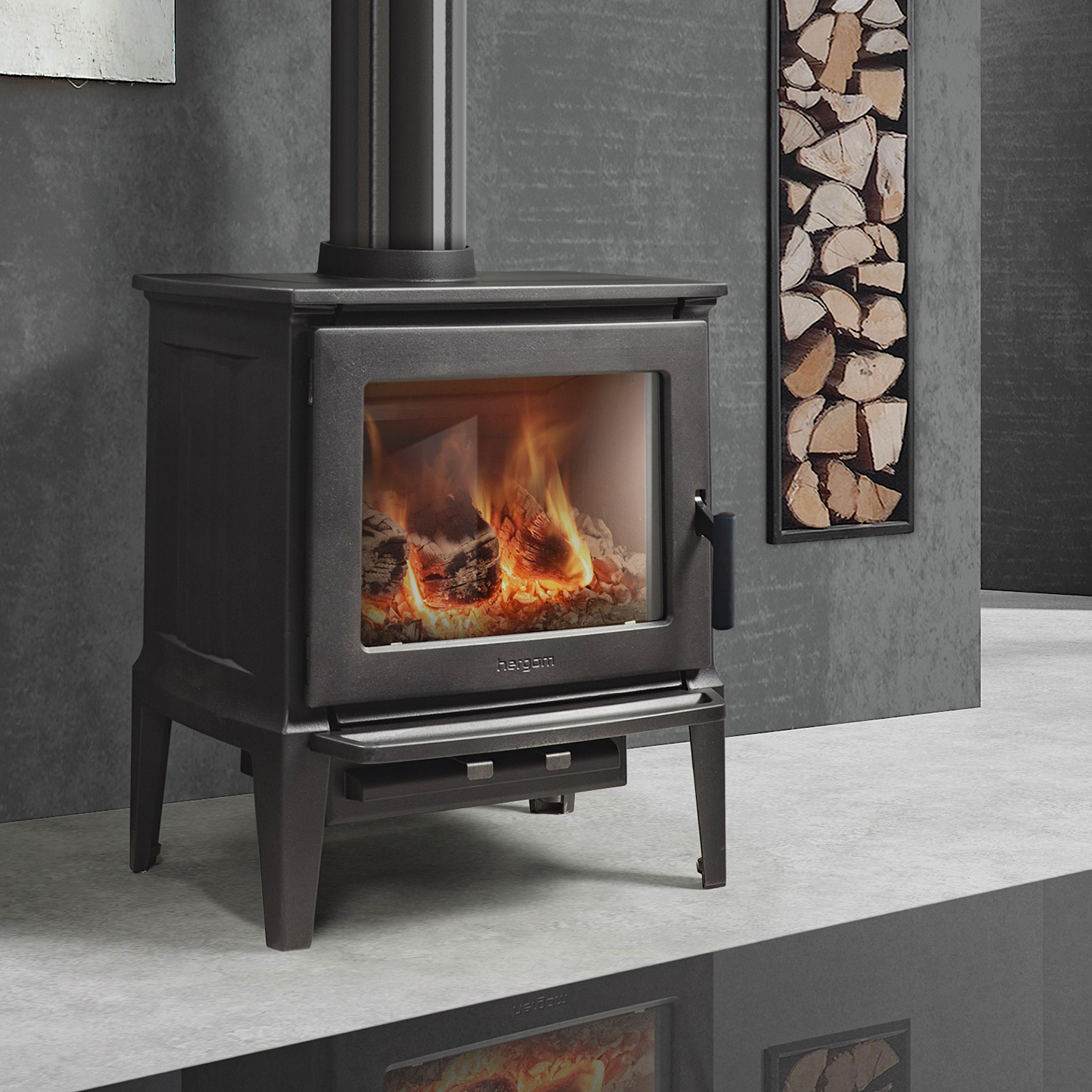 Hergom E30 S Kaminofen Gusseisen Schwarz Hergom E30 S Kaminofen Gusseisen Schwarz