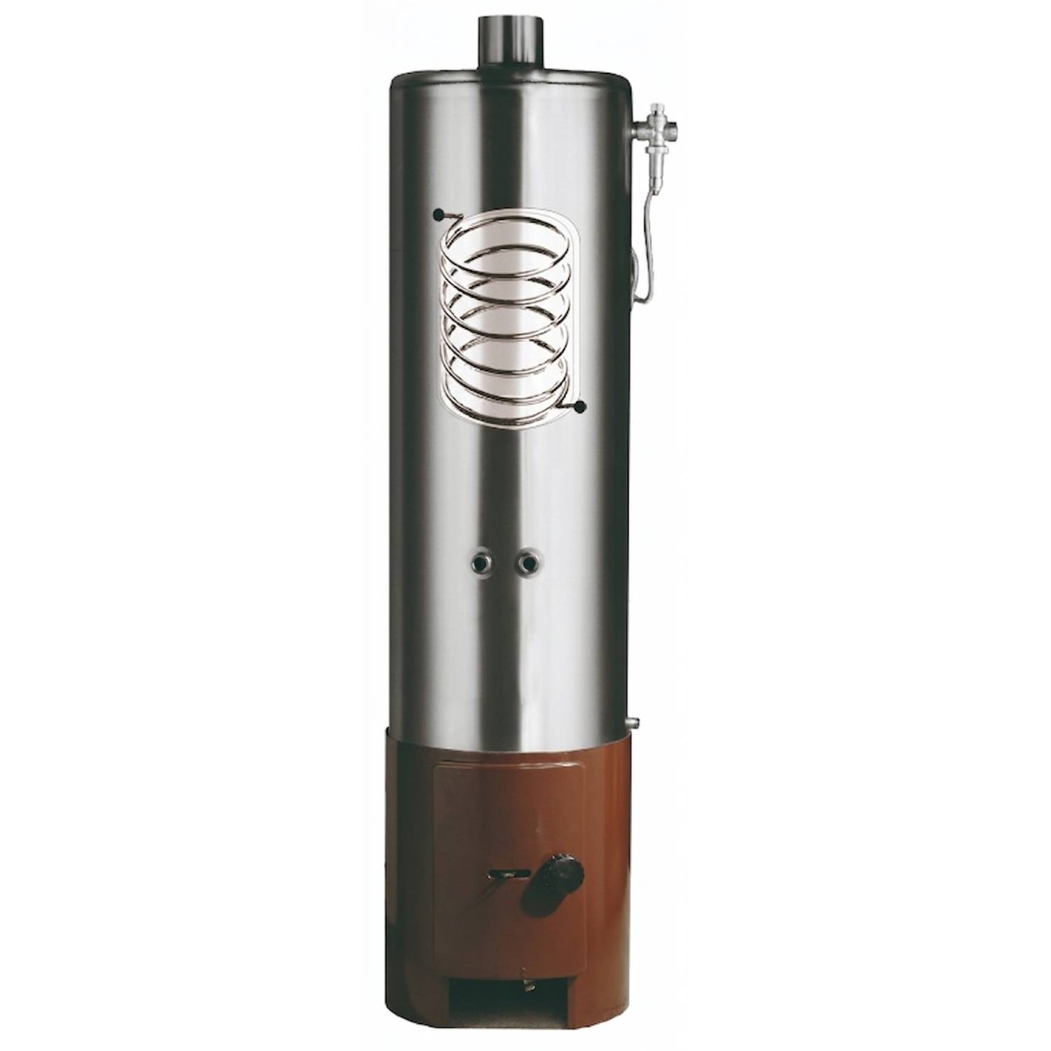 Wittigsthal Badeofen druckfest ZW100 mit Wärmetauscher - Oberofen Edelstahl 100L, Unterofen 100/6 braun, ohne MB