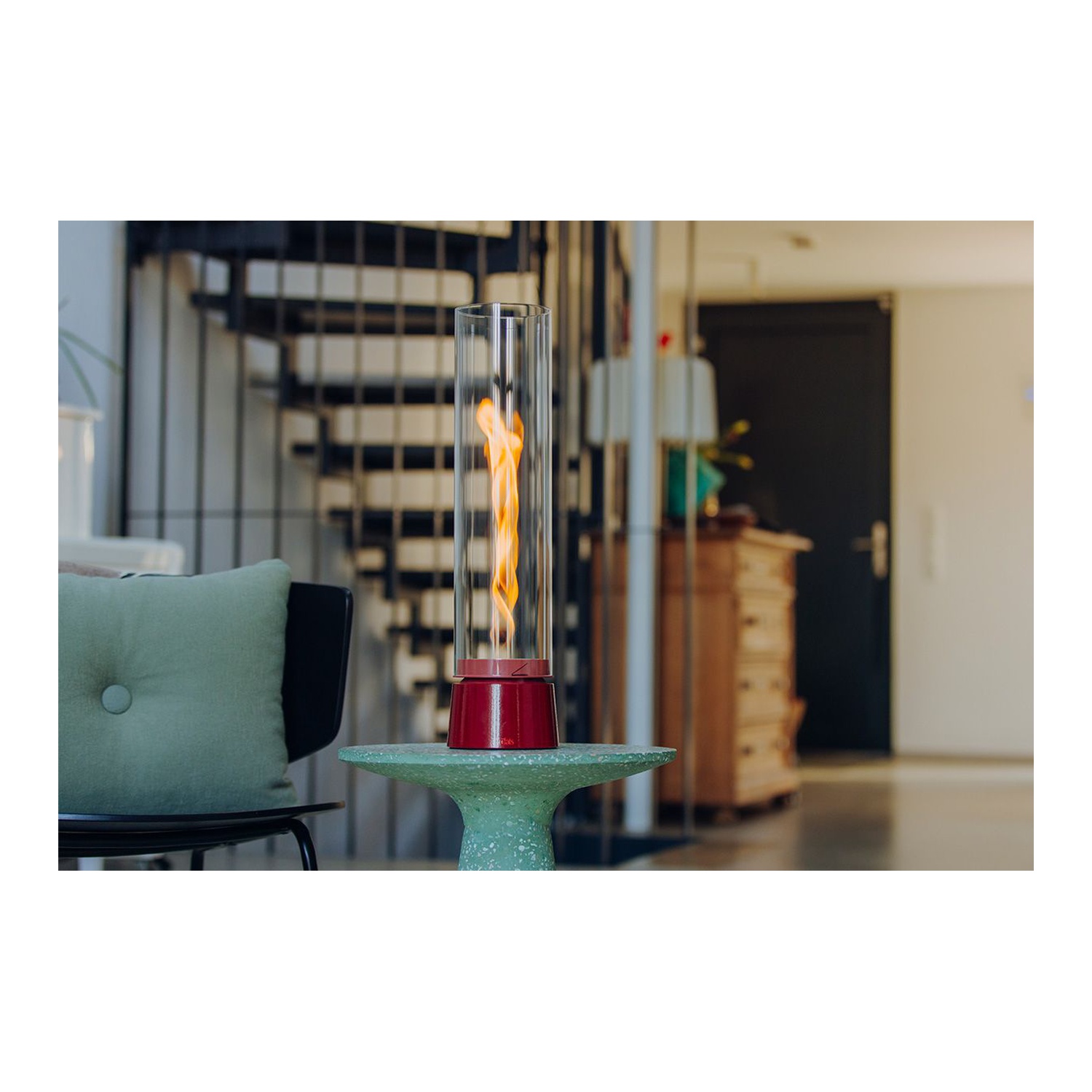 höfats SPIN air 900 Tischfeuer Emaille rot + 1 Liter Bioethanol gratis