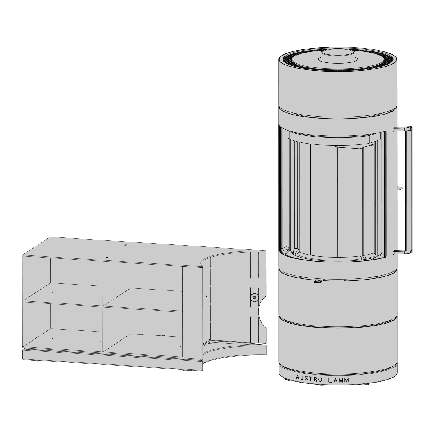 Austroflamm Lux Beistellbox links 68 cm