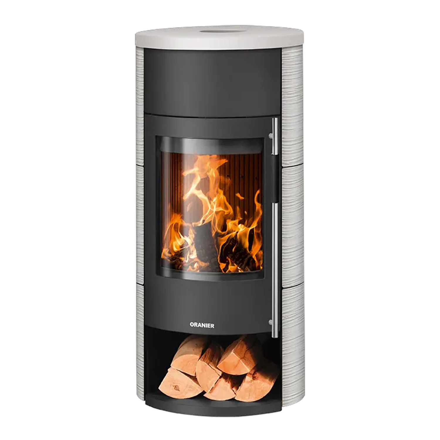 Oranier Polar Neo Aqua wasserführender Kaminofen Keramik Seidenweiß