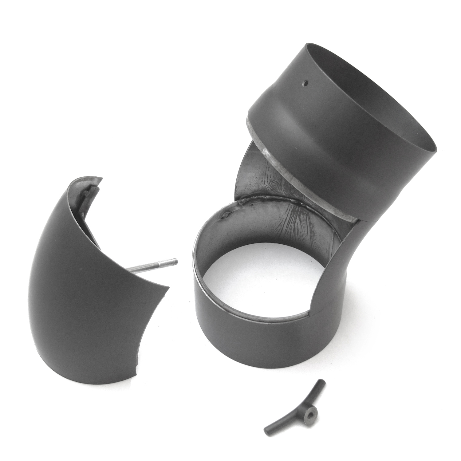 Raik Basic Rauchrohrbogen 150mm gussgrau 45° gezogen mit Tür für Rauchrohr / Ofenrohr