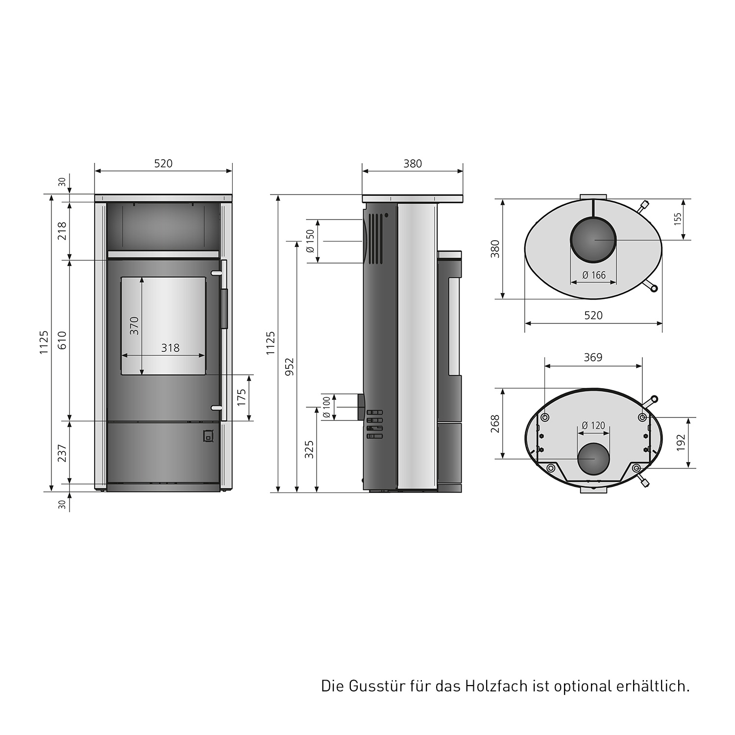 Oranier Polar Neo 4 Kaminofen Stahl Schwarz / Keramik Seidenweiß