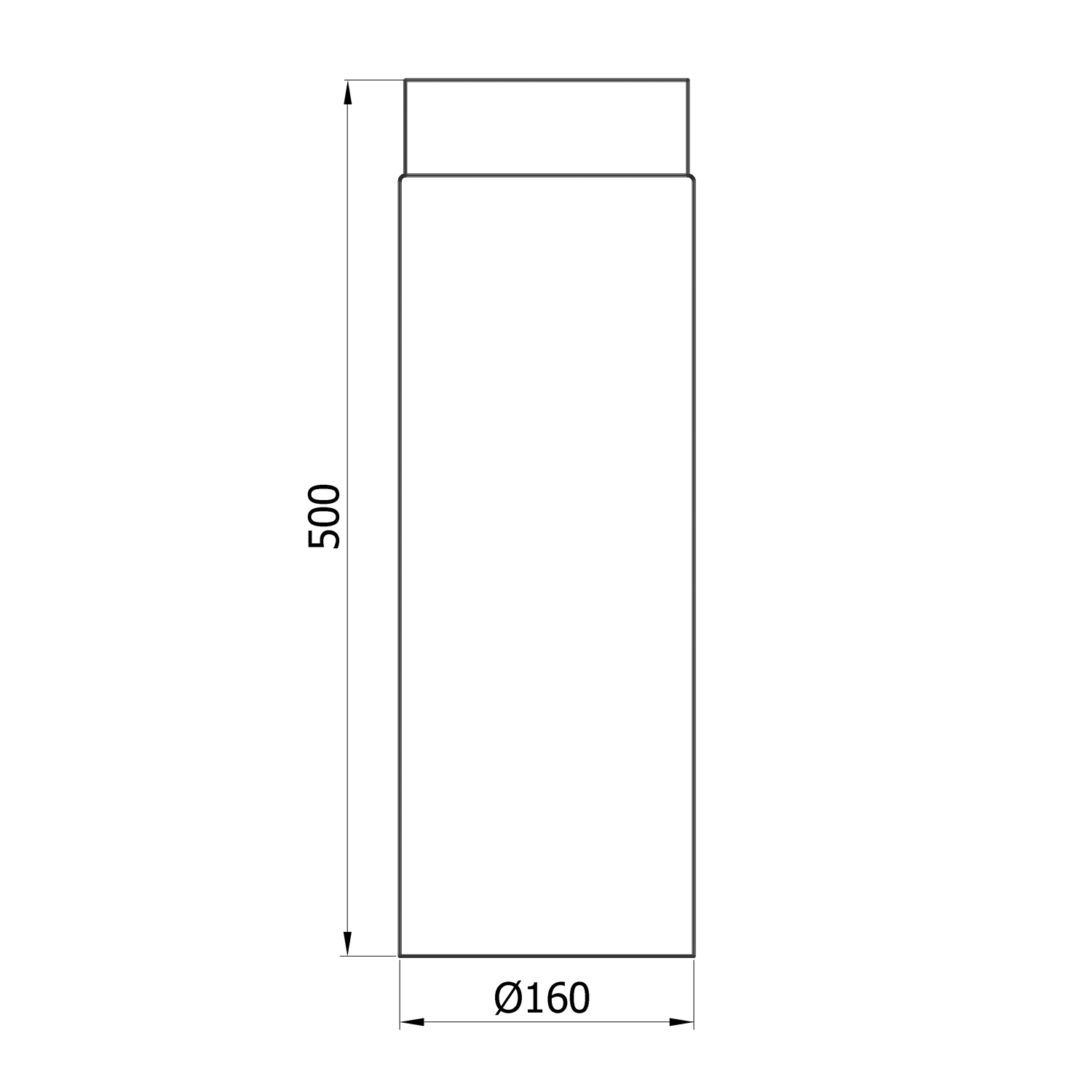 Raik Basic Längenelement 160mm schwarz L: 500mm für Rauchrohr / Ofenrohr