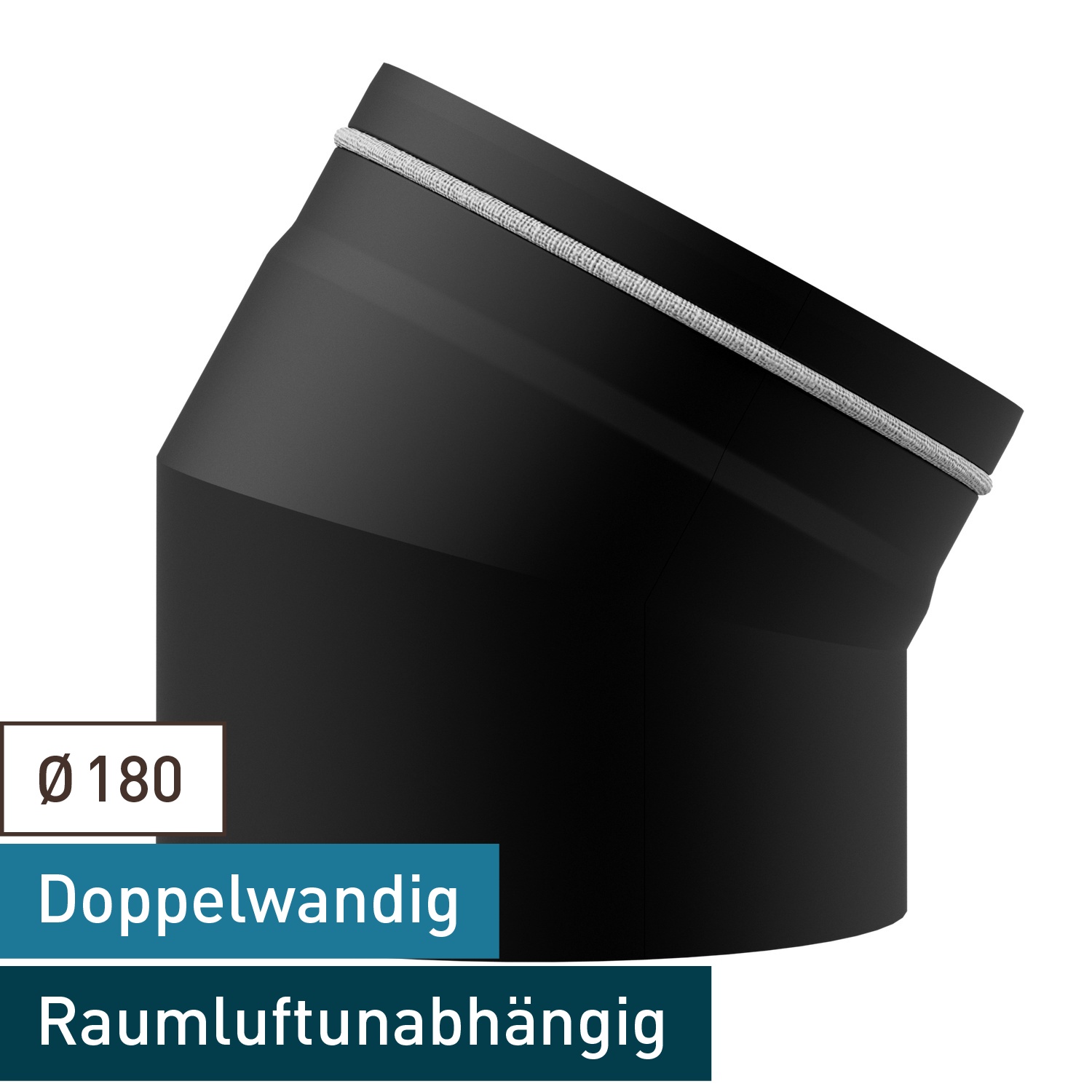 Raik Lifestyle DUO Rauchrohrbogen 180mm schwarz 30° für Rauchrohr / Ofenrohr