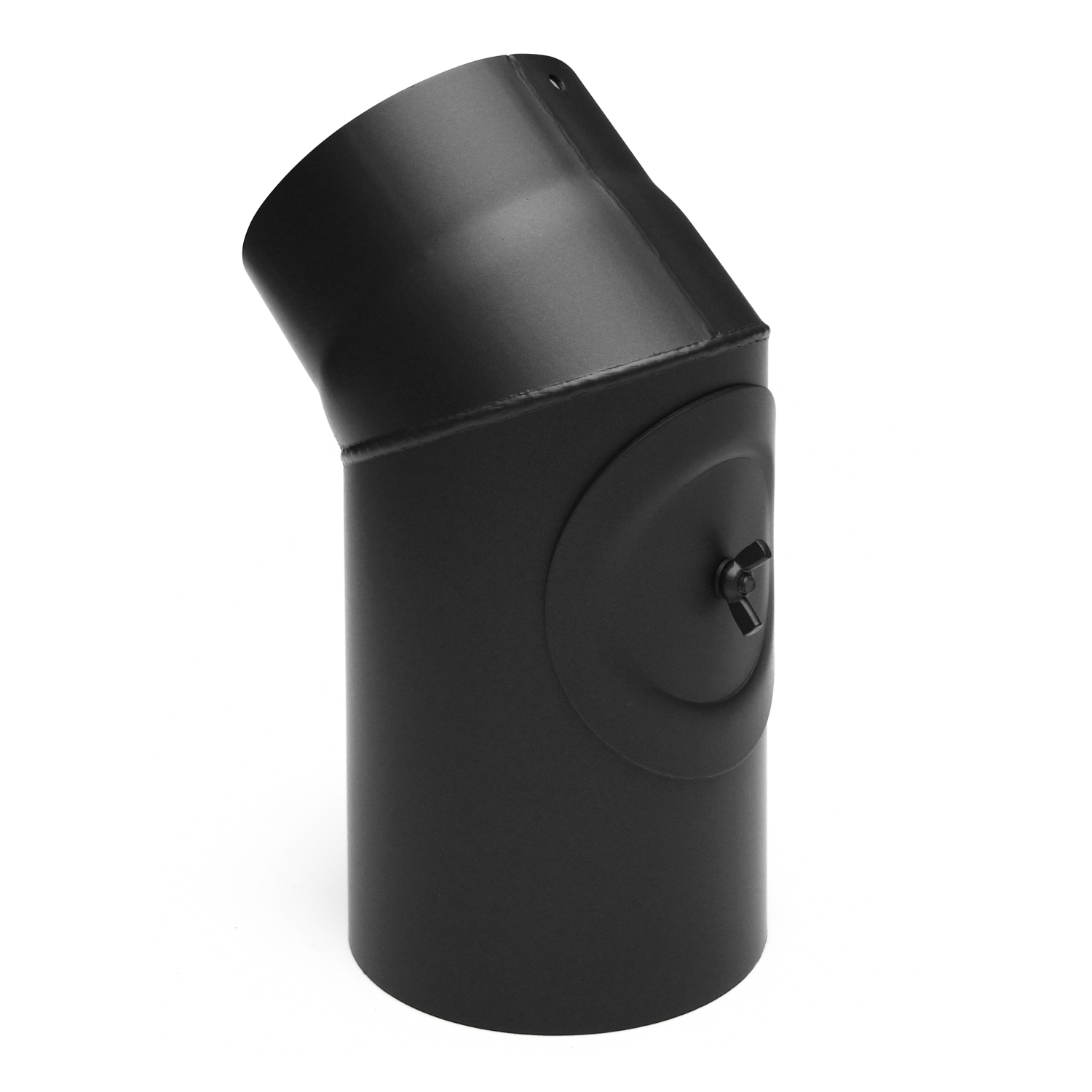 Raik Basic Rauchrohrbogen 150mm schwarz 45° mit Tür für Rauchrohr / Ofenrohr