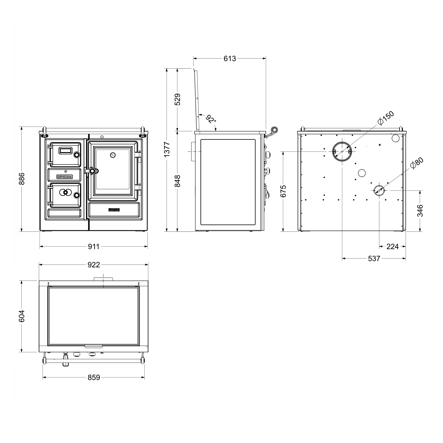 Hergom Saja 7/90 SE Küchenofen Gusseisen schwarz Hergom Saja 7/90 SE Küchenofen Gusseisen schwarz