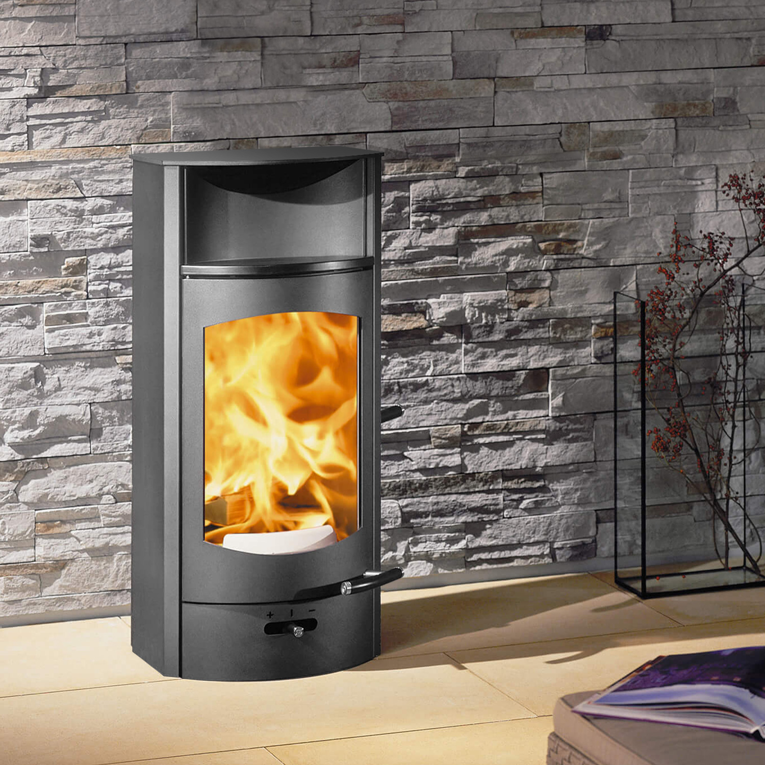 Austroflamm Flok 2.0 Kaminofen Stahl Schwarz, RR hinten
