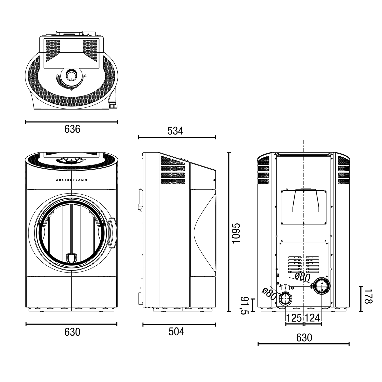Austroflamm Clou 2.0 Pelletofen Stahl gussgrau 10kW