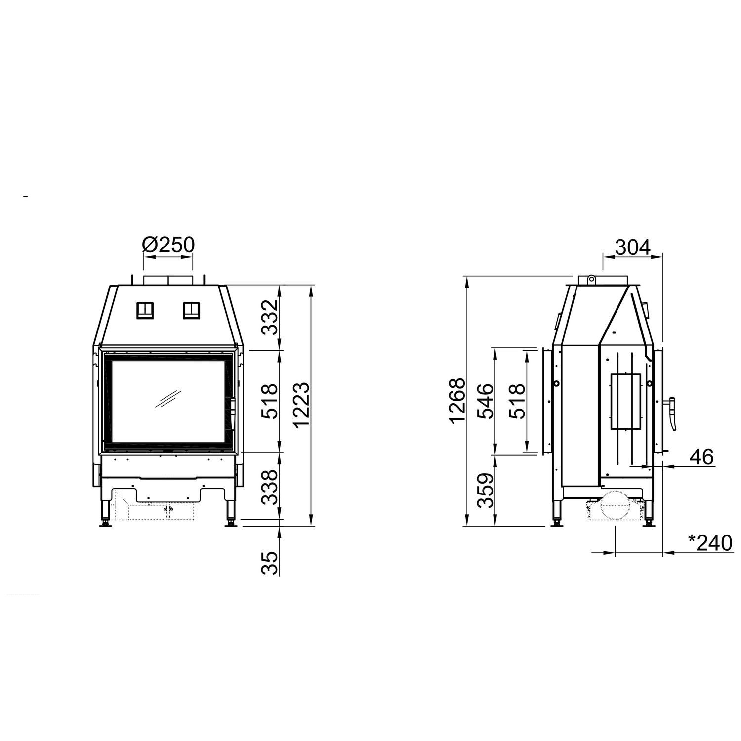 Spartherm Varia FD Kamineinsatz links 250 mm RR