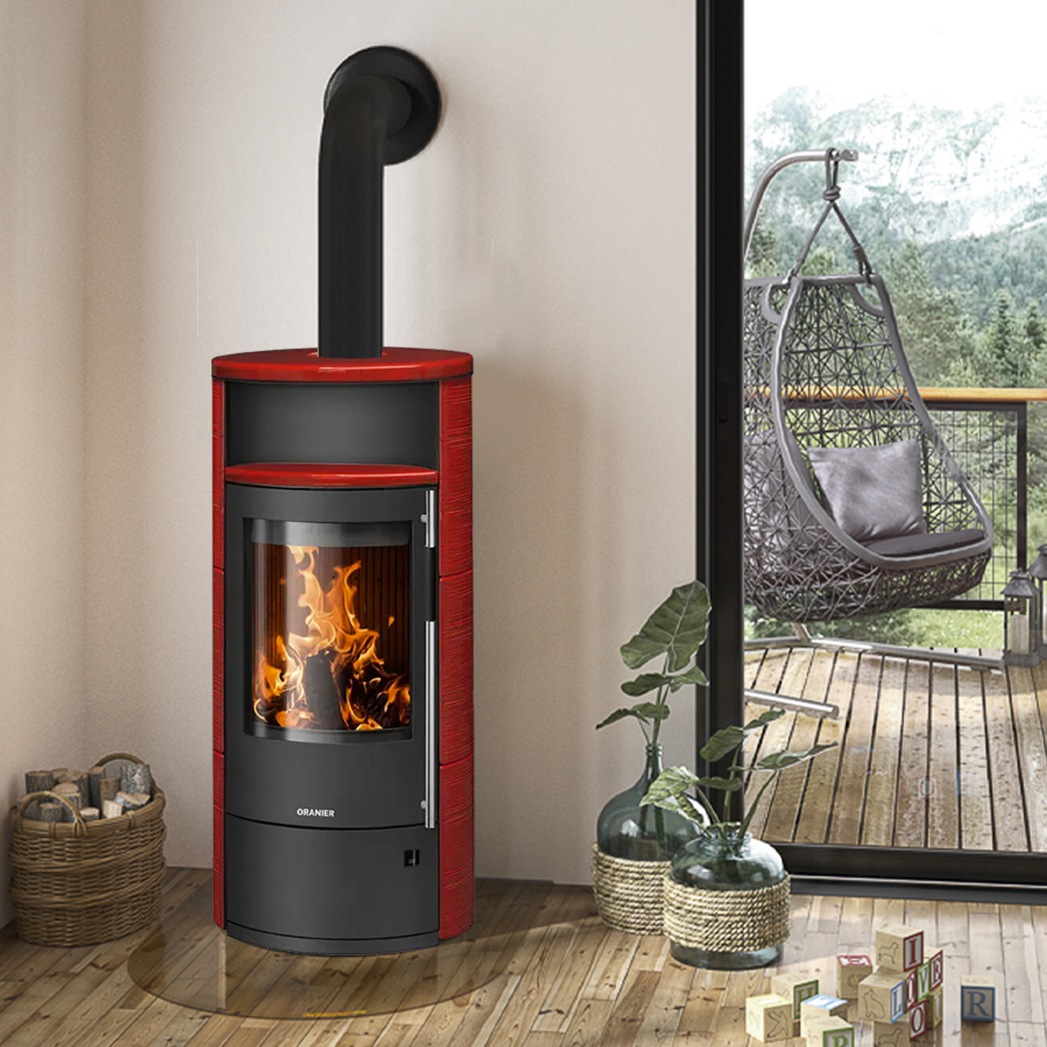 Oranier Polar Neo 8 Kaminofen Keramik Paprikarot