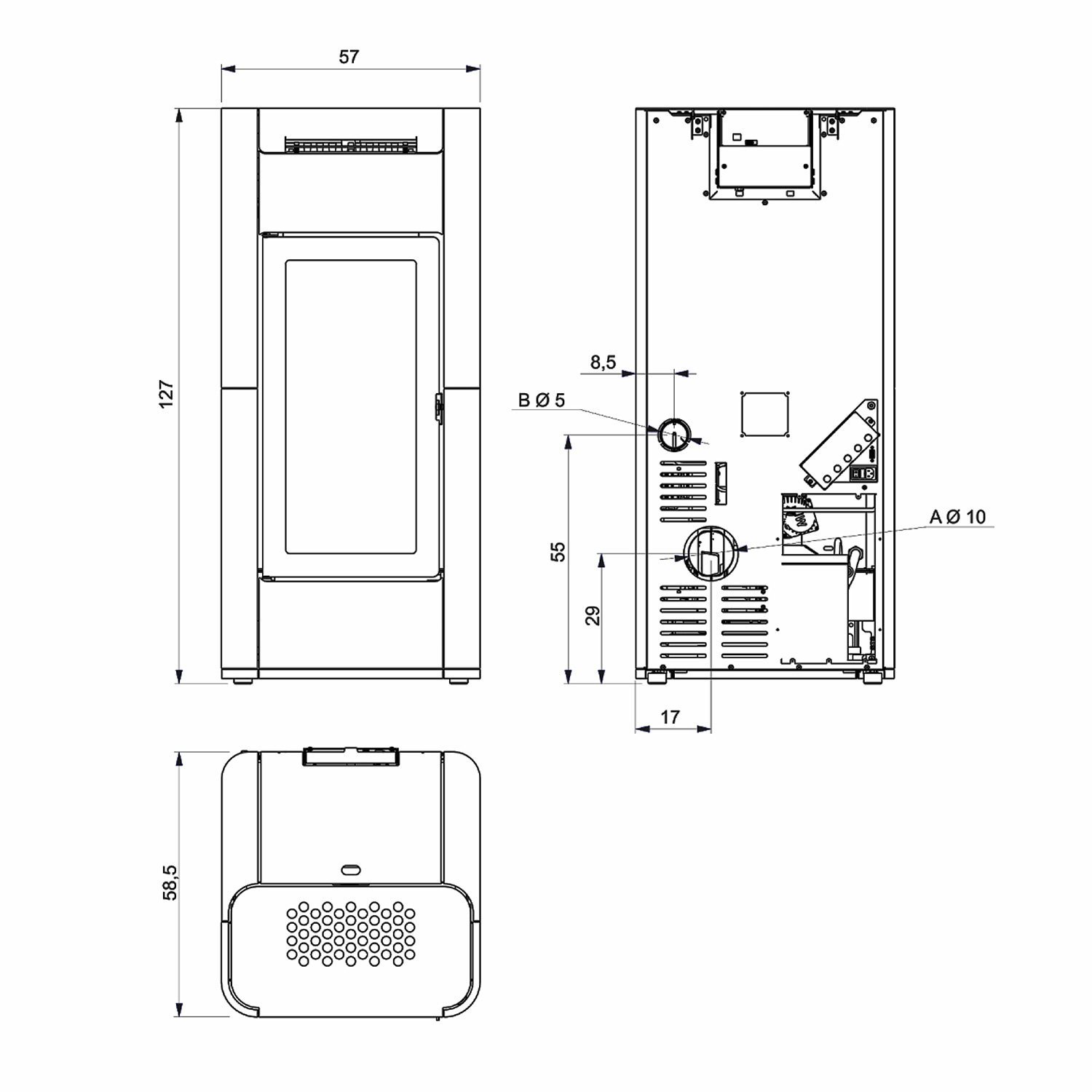 Edilkamin Tera H 25 EVO wasserführender Pelletofen Keramik Bordeaux