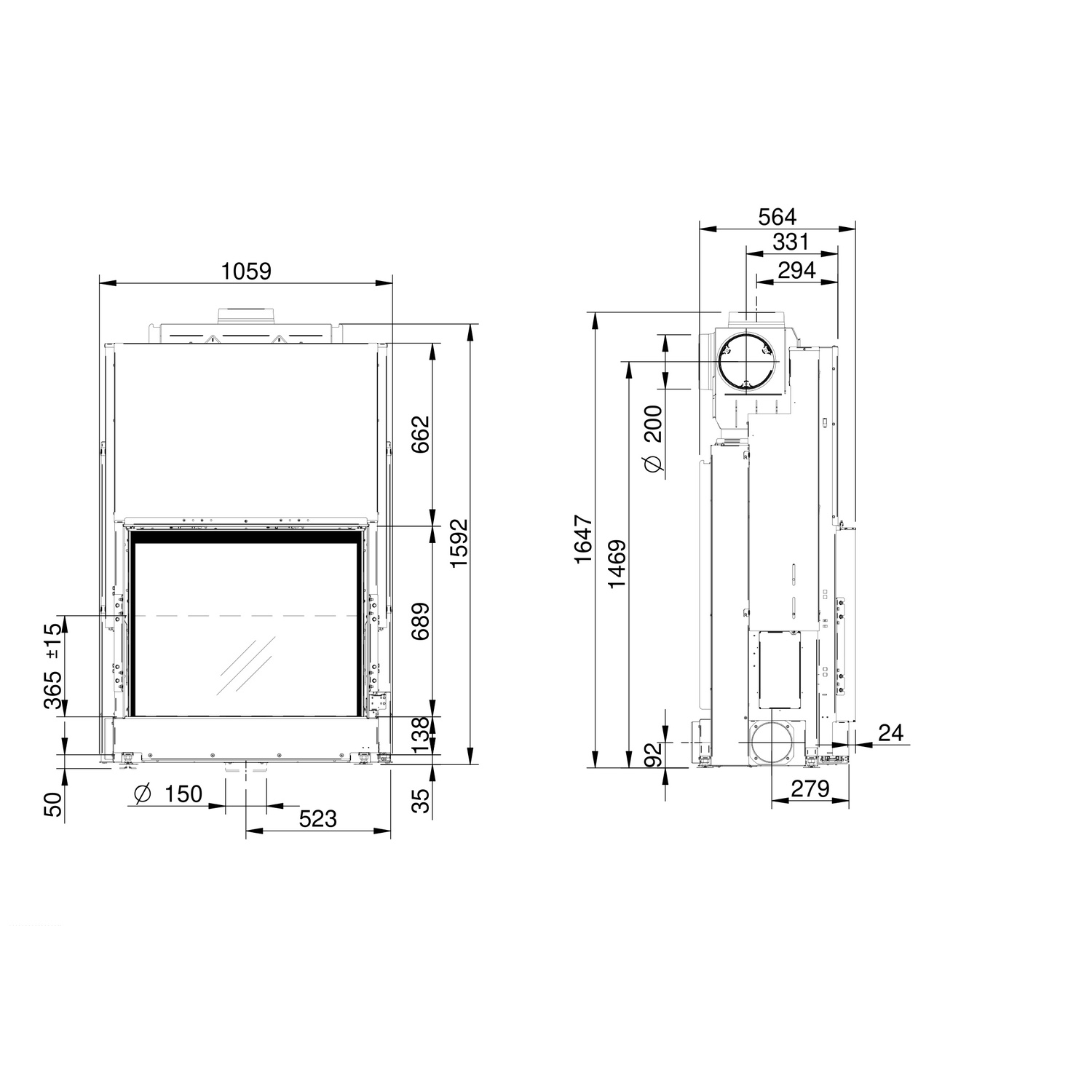 Spartherm Premium A-1V-87h Kamineinsatz 200 mm RR