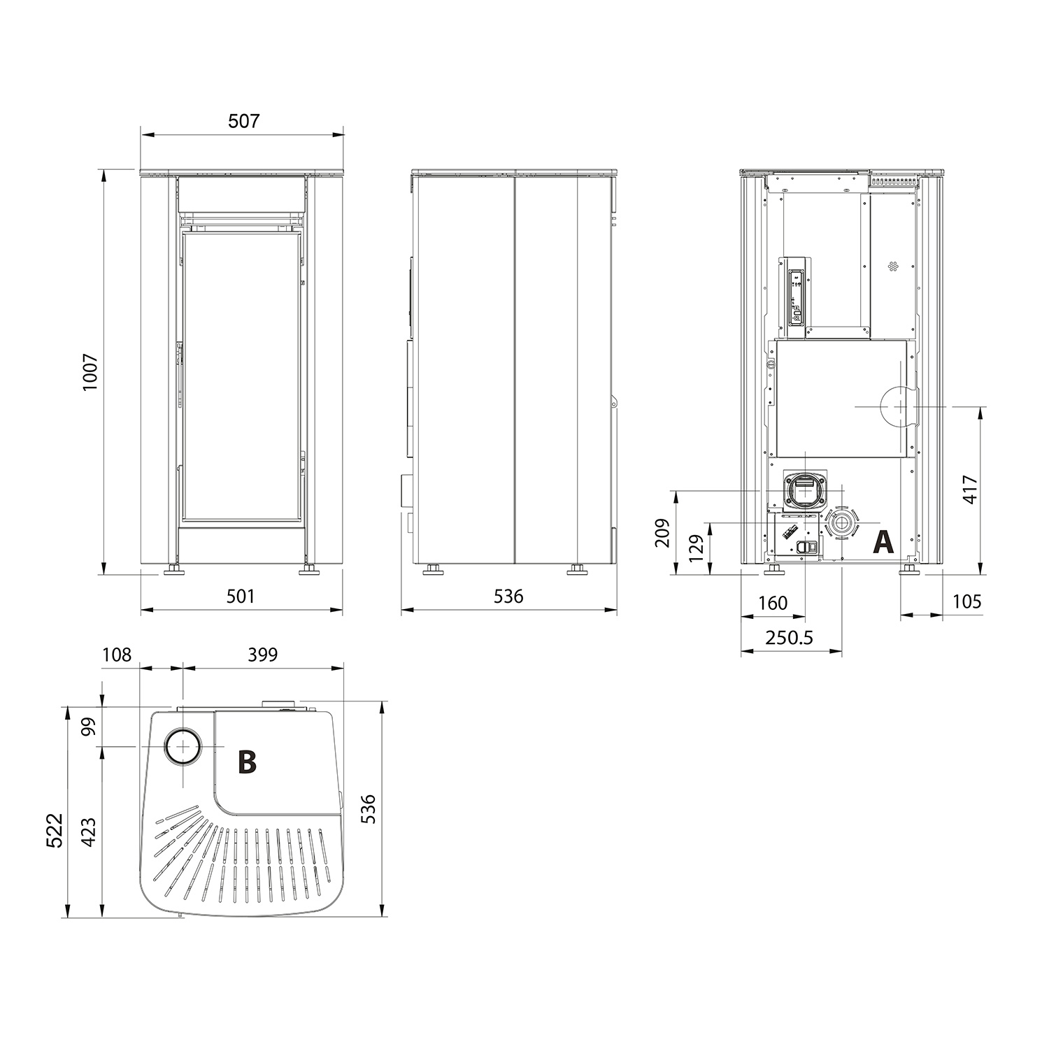 Extraflame Prestige Line Ilary Plus Top Pelletofen Schwarz