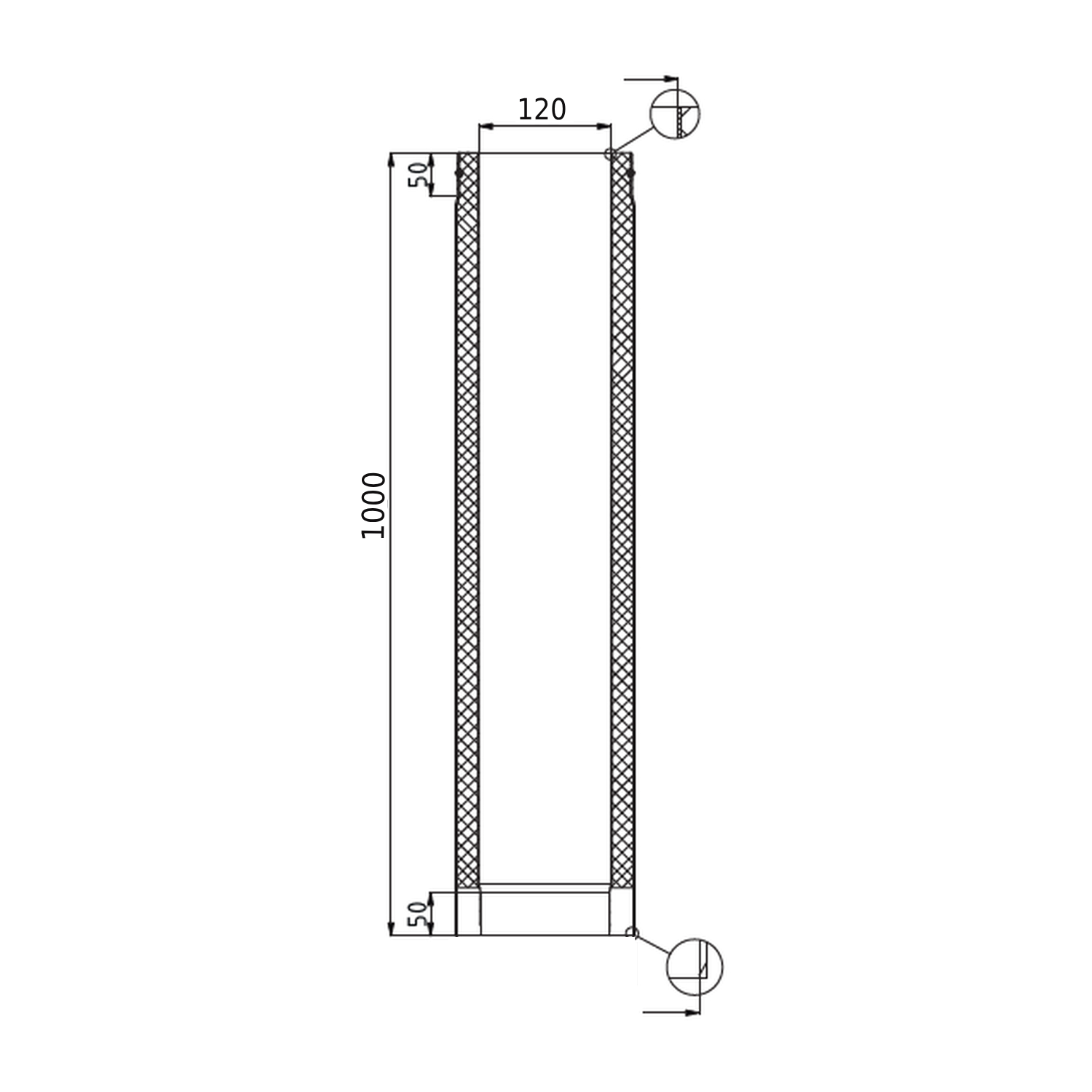 Raik Rohr LS DUO Durchmesser 120x1000mm eingezogen mit Dichtung schwarz
