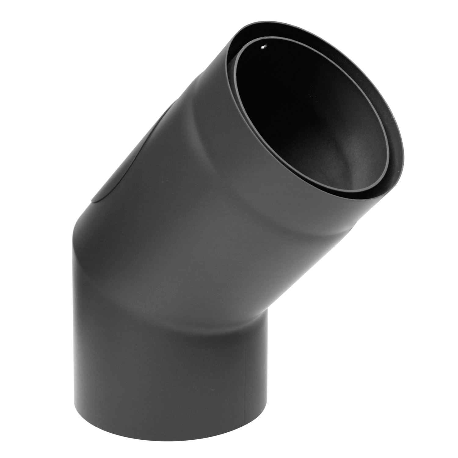 Raik Izoker Rauchrohrbogen 150mm schwarz doppelwandig 45° mit Tür für Rauchrohr / Ofenrohr