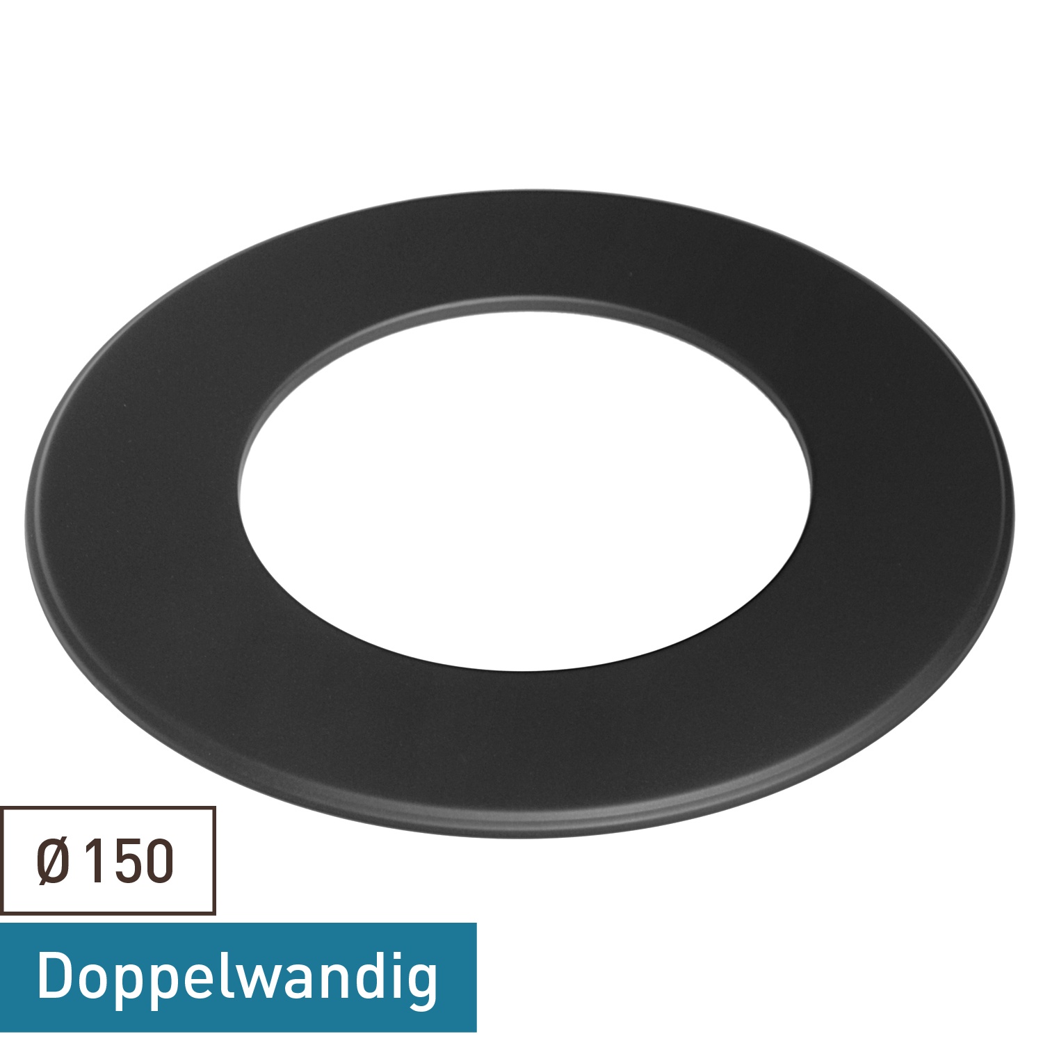 Raik Coltherm Wandrosette 150mm schwarz doppelwandig für Rauchrohr / Ofenrohr