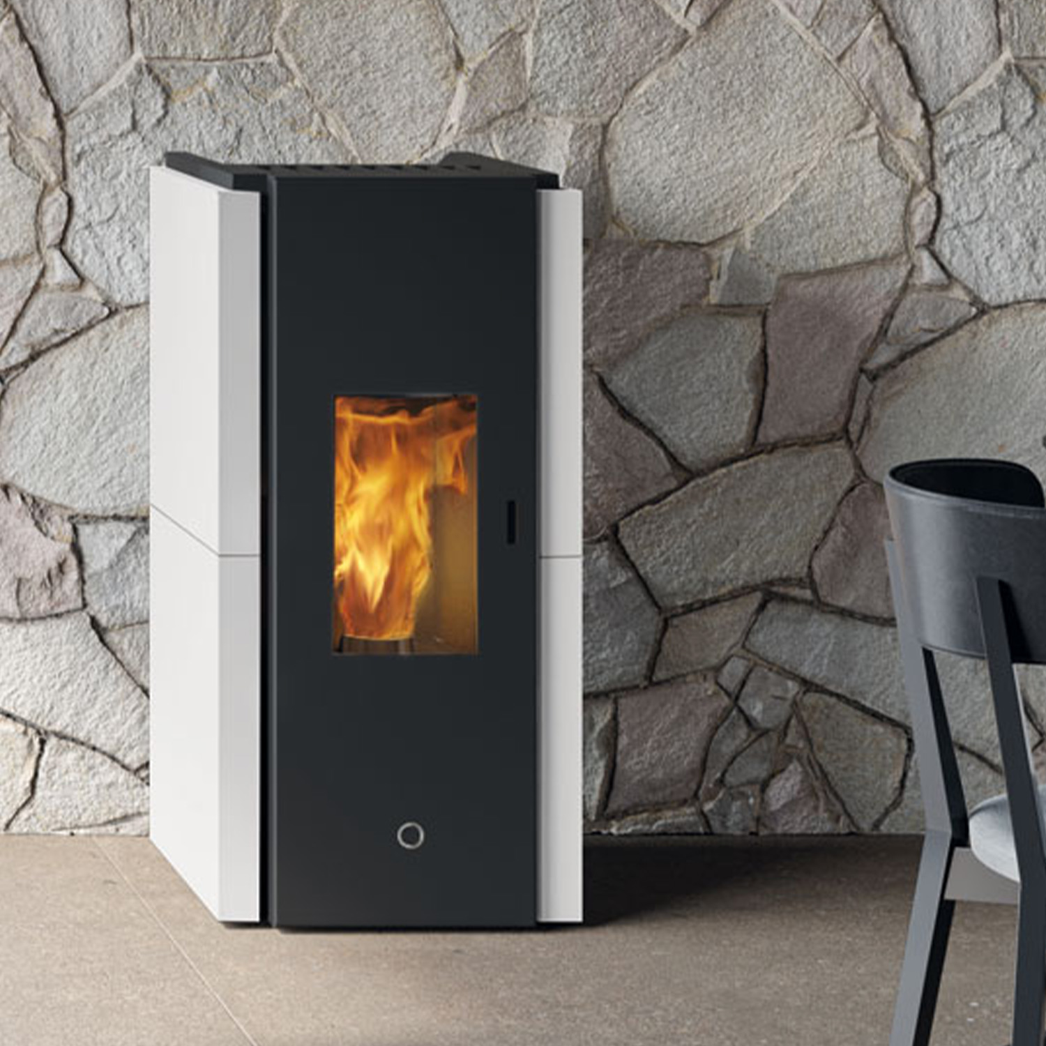 EK63 Zone 80 Evo Pelletofen Stahl Perlweiß