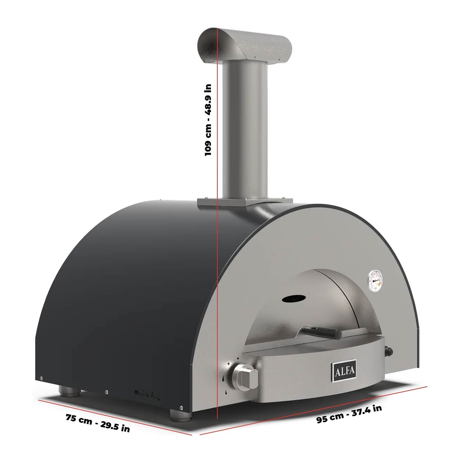 Alfa Classico 2 Pizze Gas-Pizzaofen schiefergrau 50 mBar