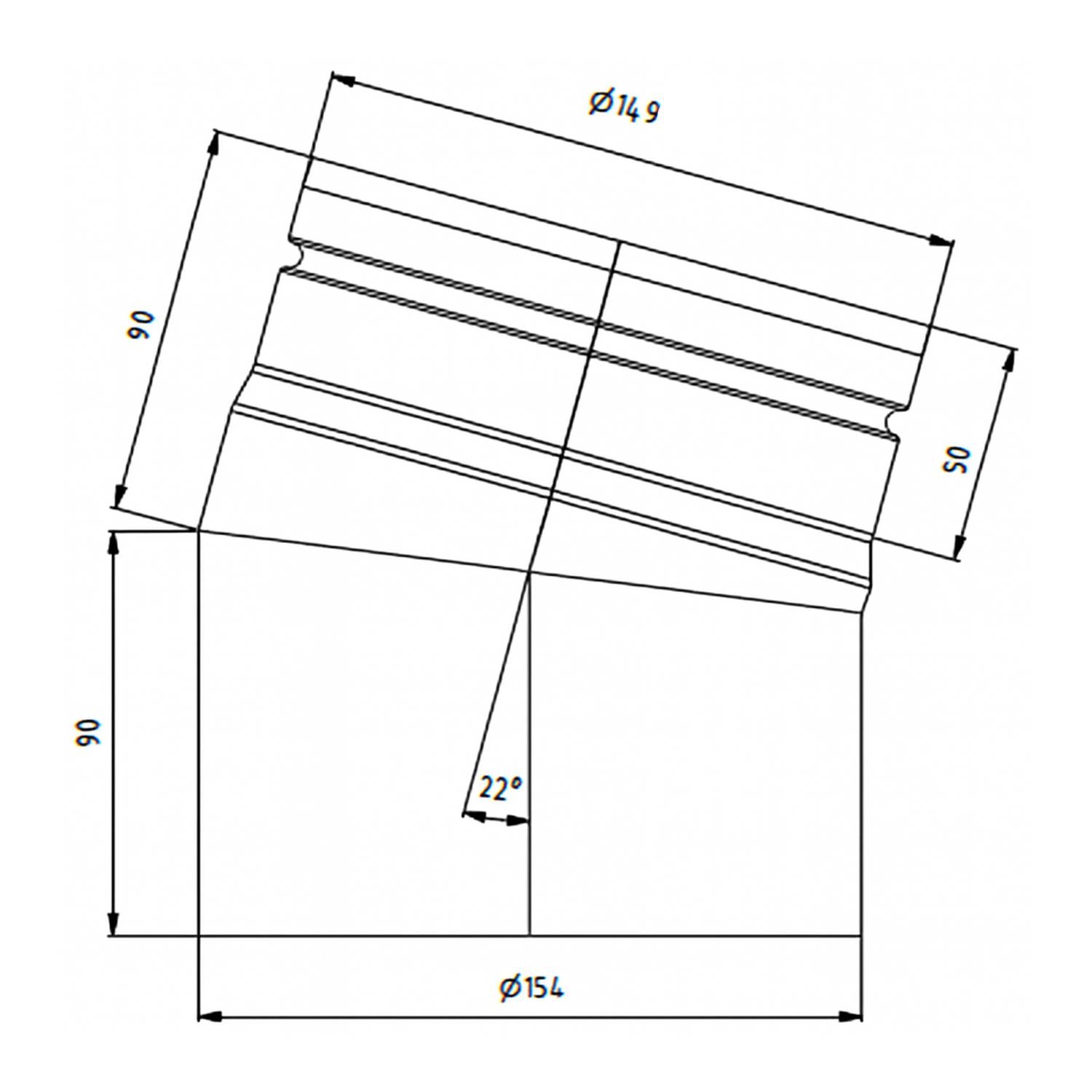Raik Lifestyle Rauchrohrbogen 150mm schwarz 22° für Rauchrohr / Ofenrohr