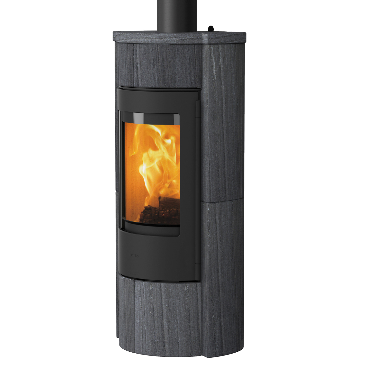 Lotus Prestige M Kaminofen Schwarz/ Indian Night, inkl. PowerStones, RR hinten od. RR oben