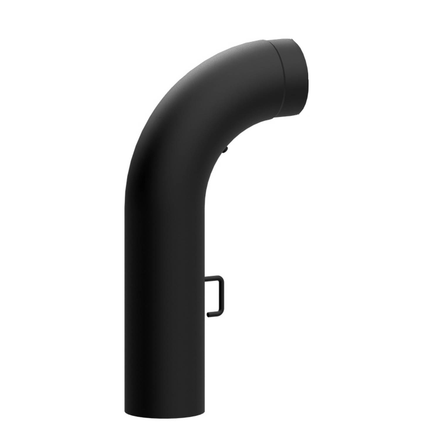 Raik Lifestyle Winkelbogen Durchmesser 150/90° 2,00mm glatt 705/350 mit eingelegter Tür schwarz für Rauchrohr/ Ofenrohr