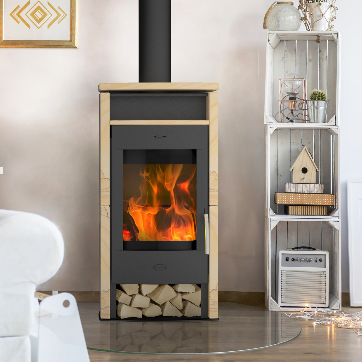 Fireplace Santiago Kaminofen Stahl Schwarz | Sandstein Fireplace Santiago Kaminofen Stahl Schwarz | Sandstein