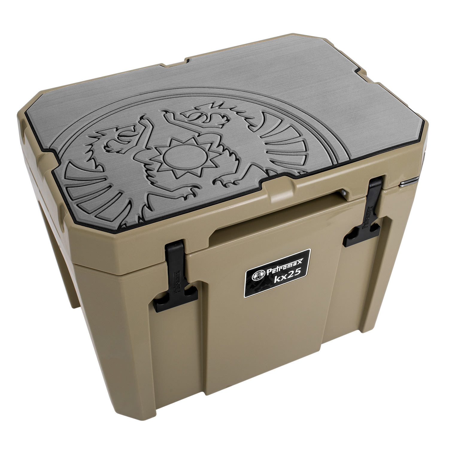 Petromax Haft-Auflage für Kühlbox kx25 Grau mit Drachenemblem Petromax Haft-Auflage für Kühlbox kx25 Grau mit Drachenemblem