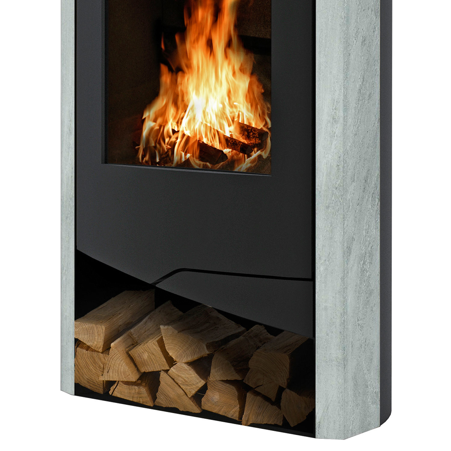 Wamsler Nevada Kaminofen Stahl schwarz/ Naturstein