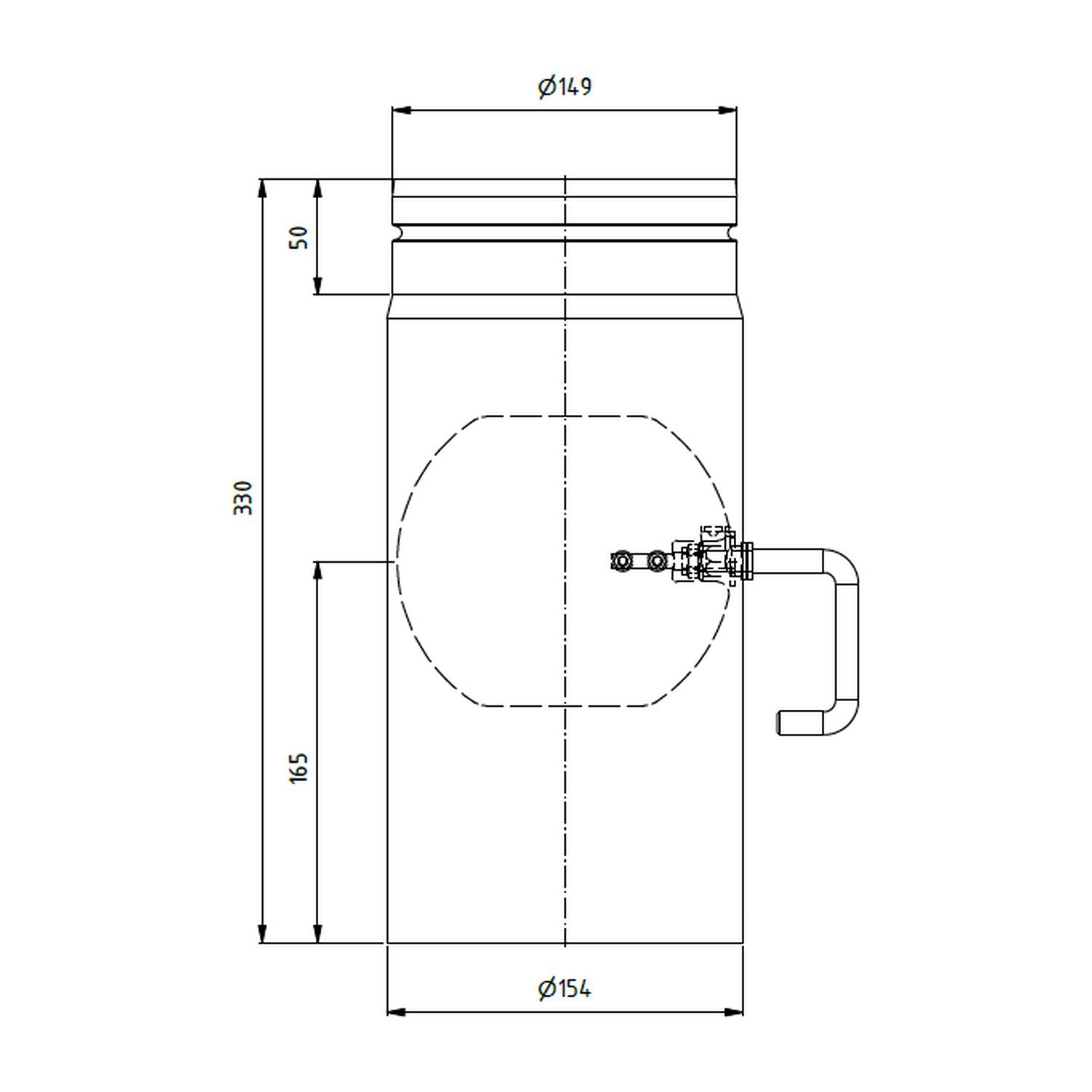 Raik Lifestyle Längenelement Durchmesser 150x330x2,00mm eingezogen mit DKL mit Dichtung grau für Rauchrohr/ Ofenrohr