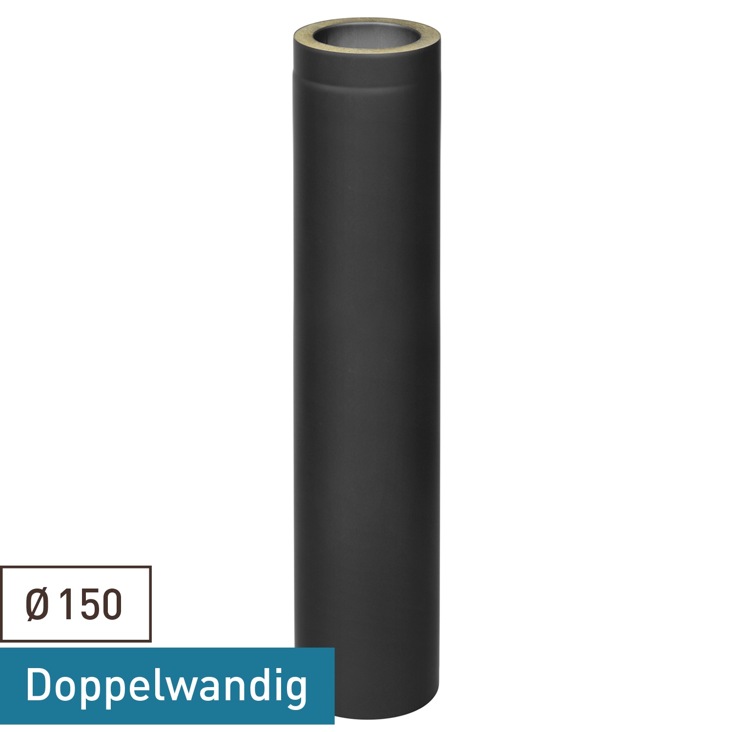 Raik Coltherm Rohr 150mm schwarz doppelwandig L: 1000mm für Rauchrohr / Ofenrohr