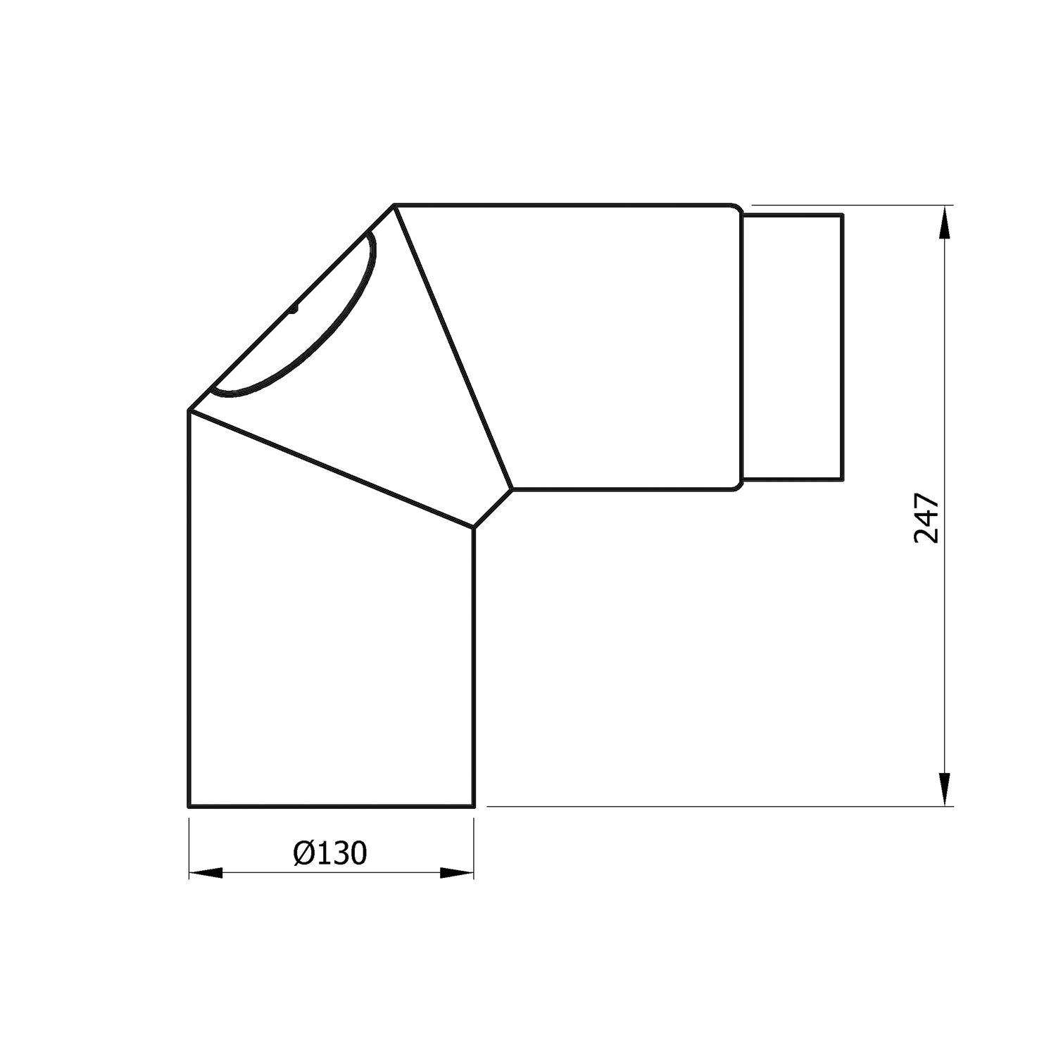 Raik Rauchrohrbogen / Ofenrohr 130mm - 90° mit Reinigungsöffnung gussgrau