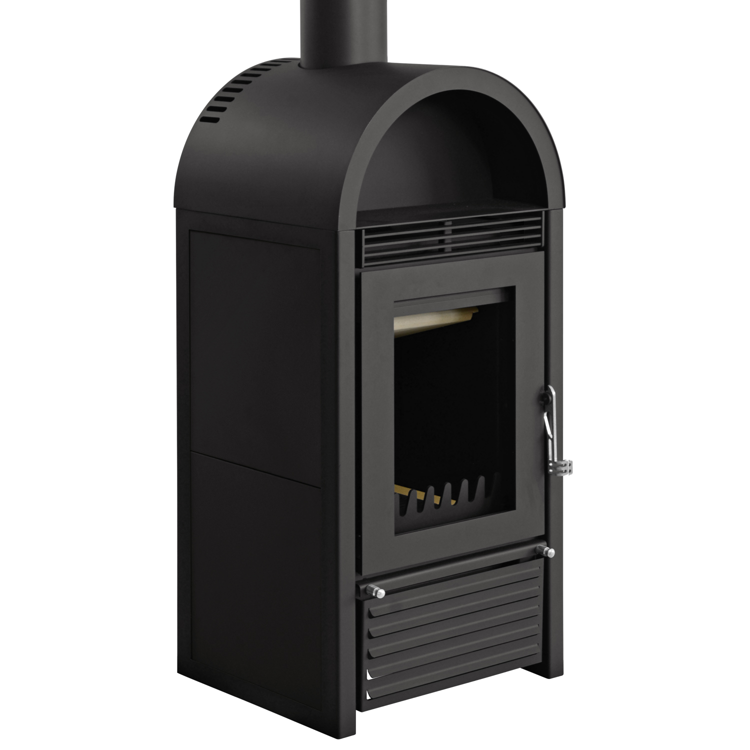 Schmitzker Marbella Stahl Schwarz Wasserführender Kaminofen - Komplett-Set mit Pufferspeicher TPSM 300L
