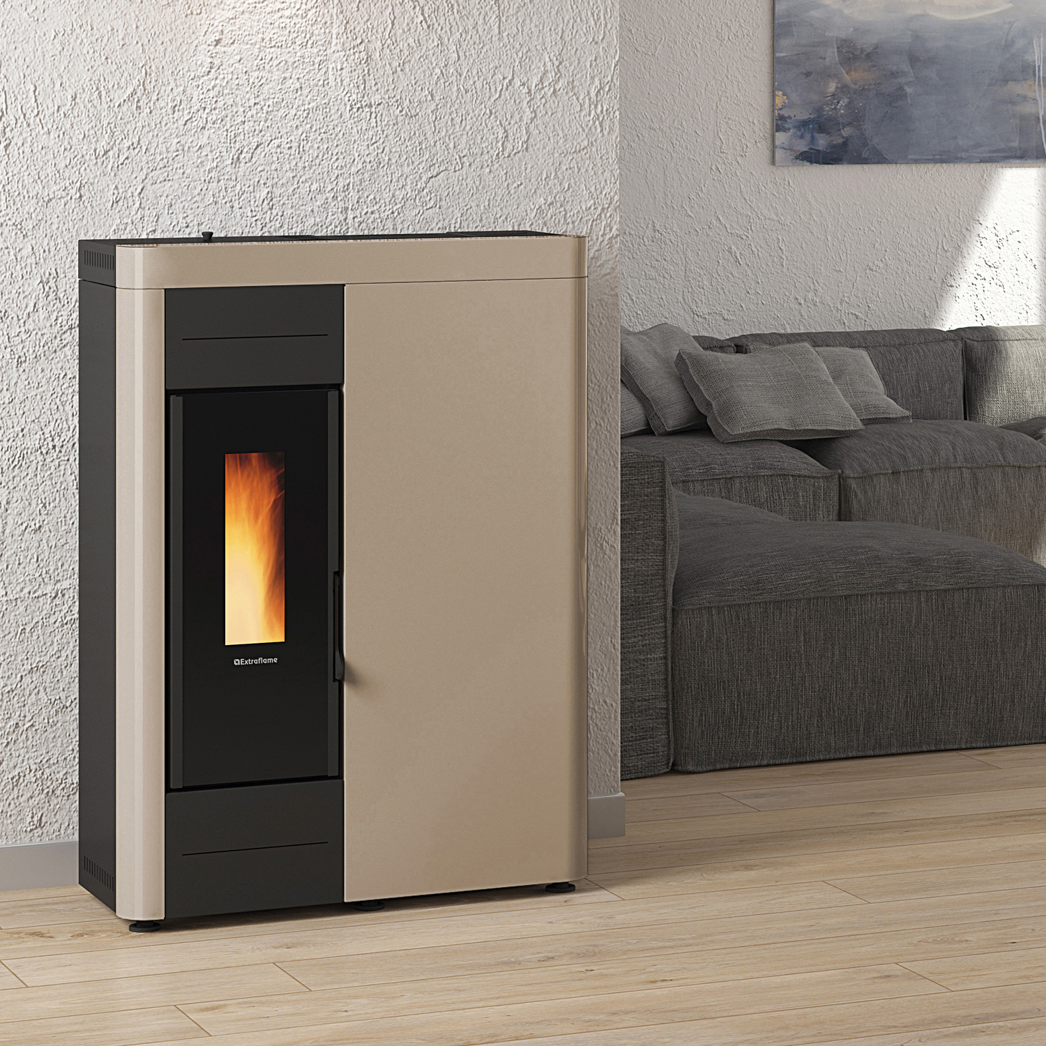 Extraflame Virna Idro 16 Wasserführender Pelletofen Taupe Matt