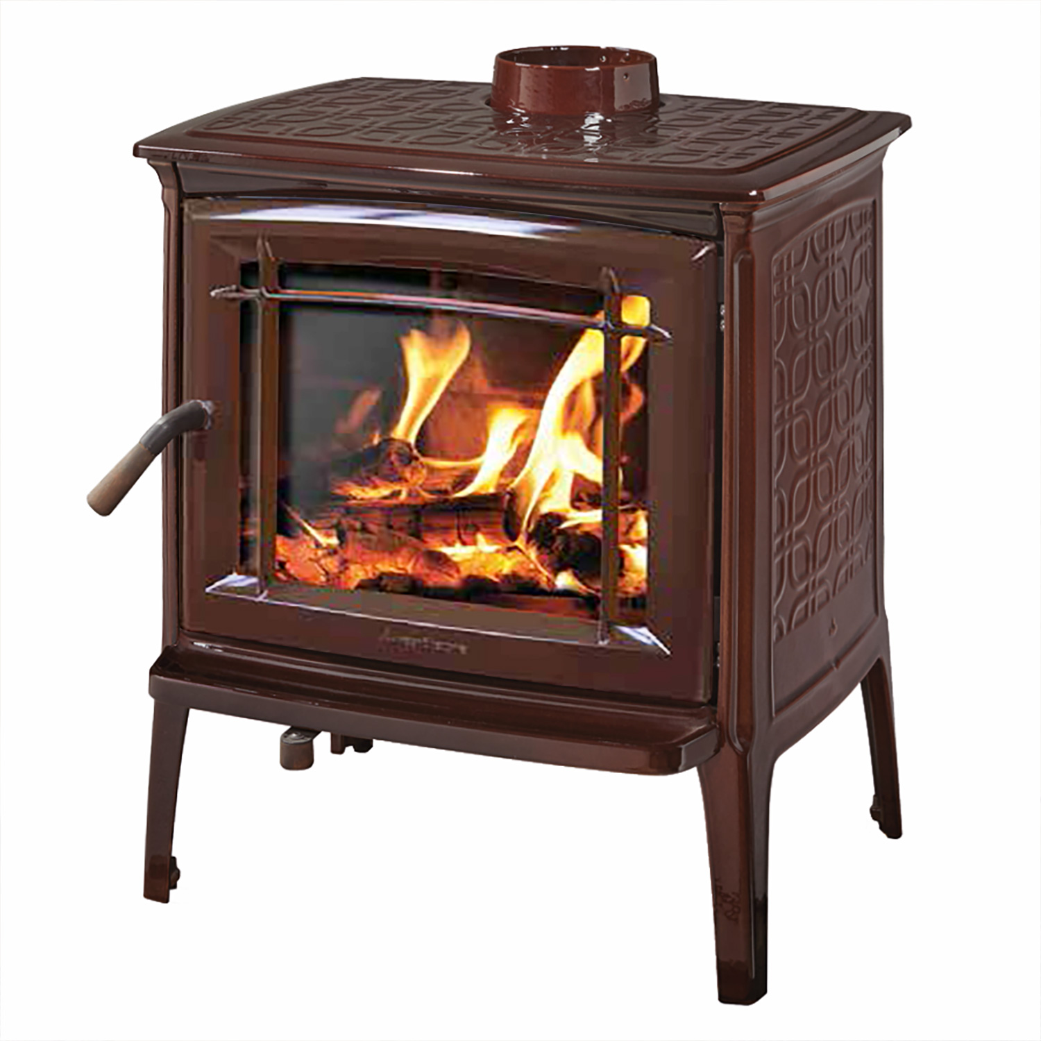 Hergom Shelburne Kaminofen Gusseisen Majolica Braun Hergom Shelburne Kaminofen Gusseisen Majolica Braun